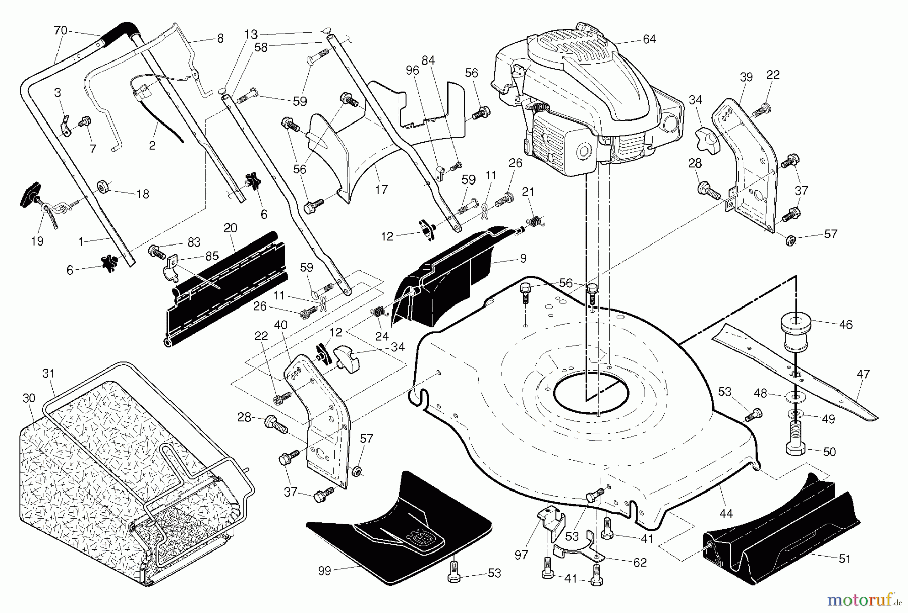 Husqvarna Rasenmäher HU700HW (96143007000) - Husqvarna Walk-Behind Mower (2011-04 & After) FRAME ENGINE