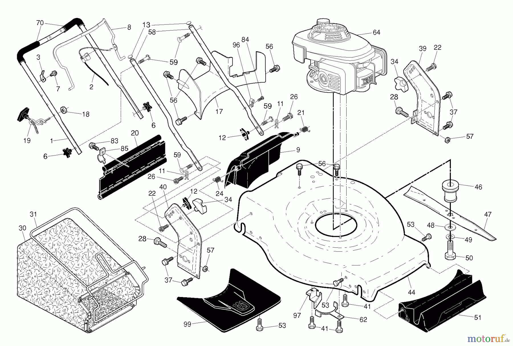 Husqvarna Rasenmäher HU700L) (96143006901) - Husqvarna Walk-Behind Mower (2011-04 & After) FRAME ENGINE
