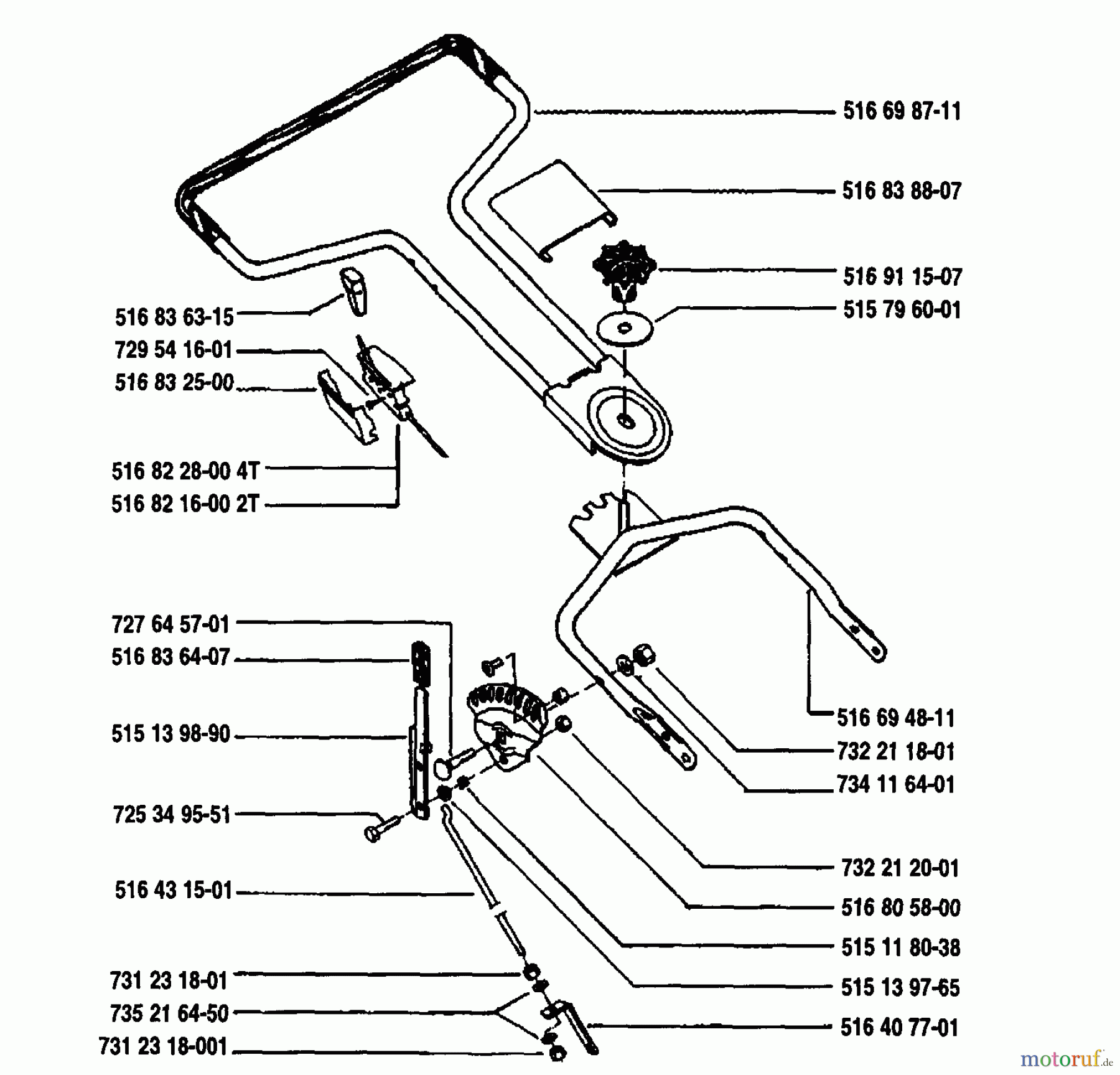 Husqvarna Rasenmäher Master Pro 2 T - Husqvarna Walk-Behind Mower (1990-01 & After) Handle Assembly
