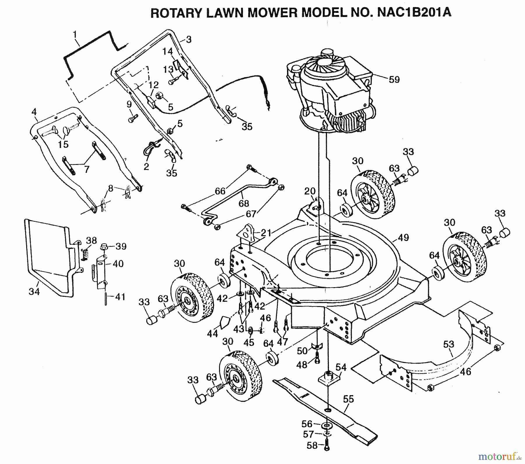 Husqvarna Rasenmäher NAC1B201A - Husqvarna Walk-Behind Mower (1994-12 & After) Rotary Lawn Mower
