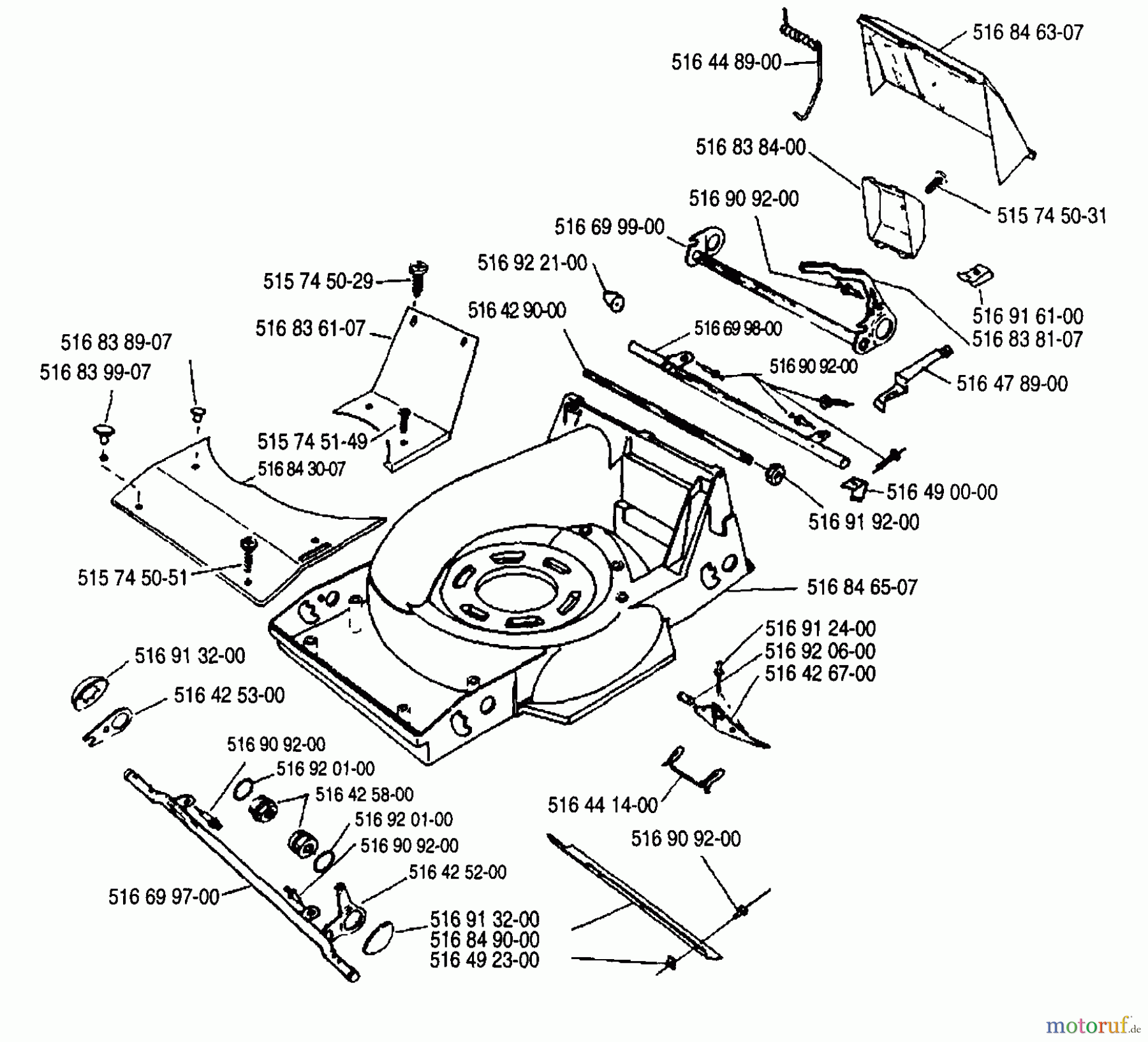 Husqvarna Rasenmäher Royal 19 S - Husqvarna Walk-Behind Mower (1988-05 to 1988-12) Deck Assembly