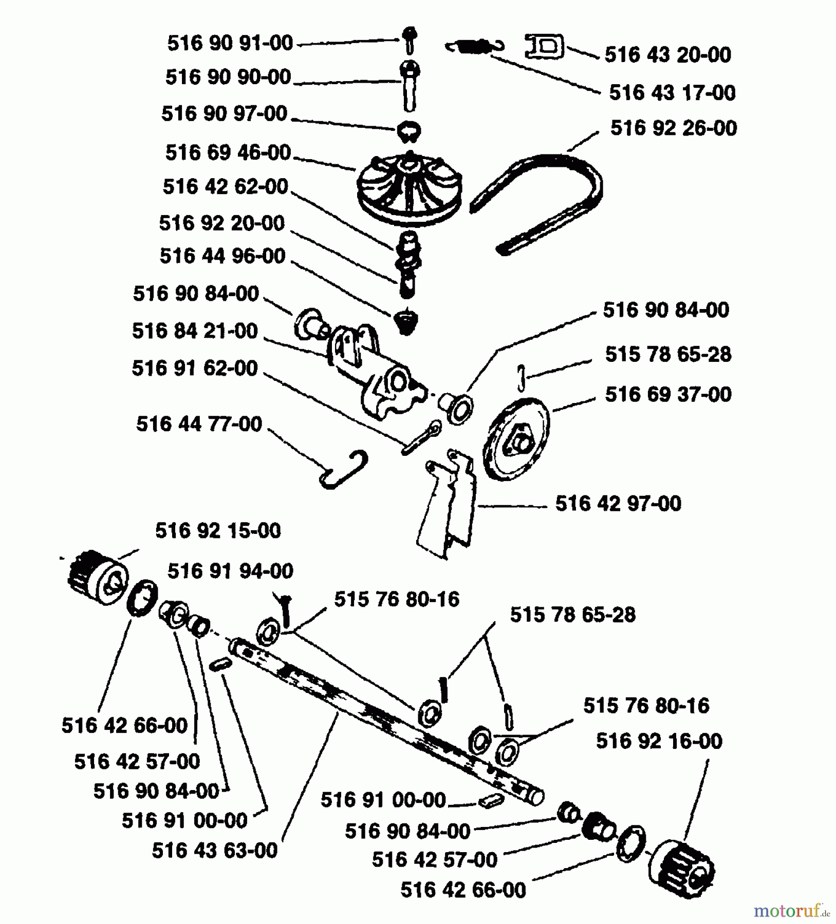 Husqvarna Rasenmäher Royal 19 S - Husqvarna Walk-Behind Mower (1989-01 & After) Pulley And Axle Assembly