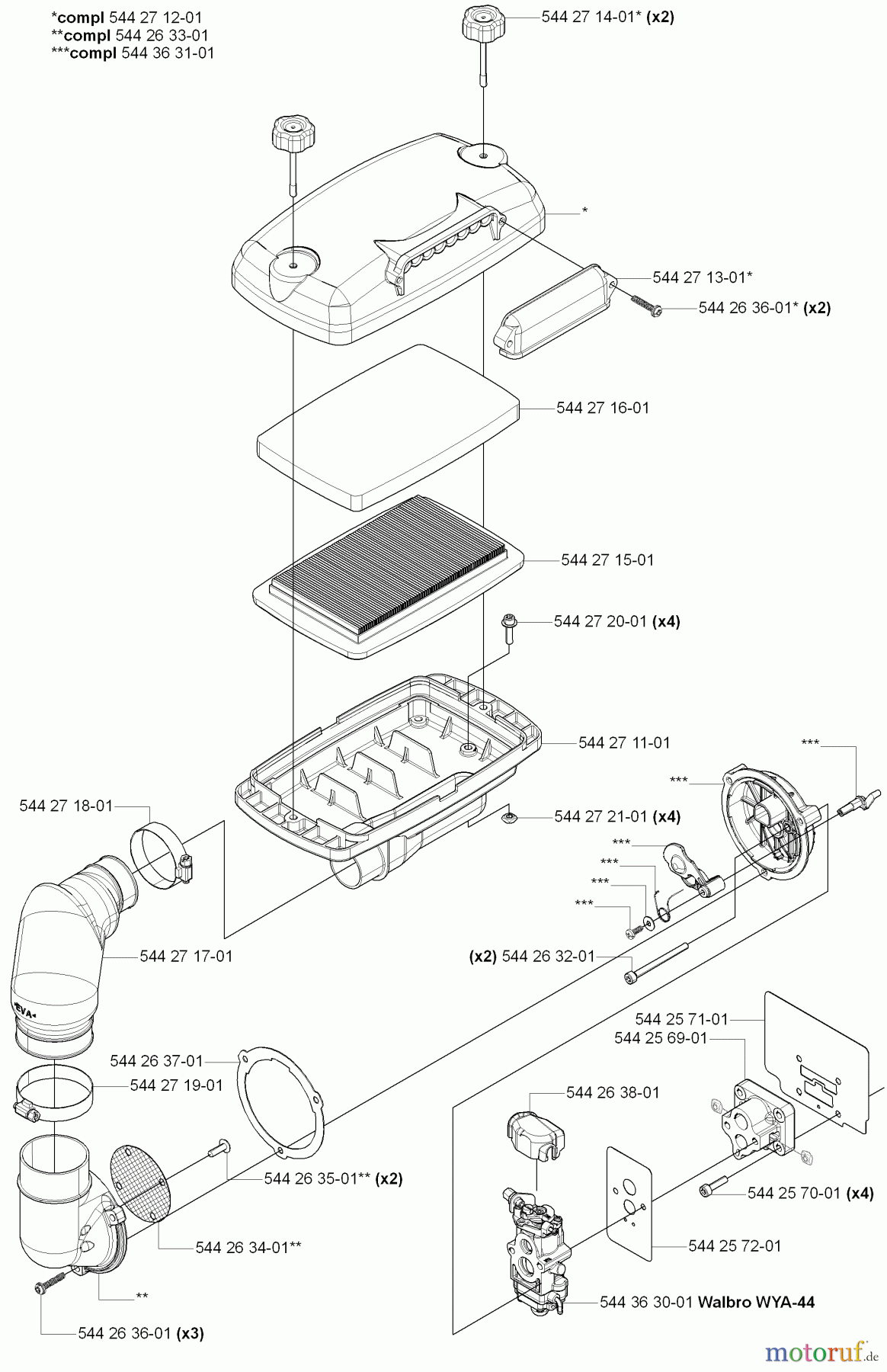 Husqvarna Bläser / Sauger / Häcksler / Mulchgeräte 170 BF - Husqvarna Backpack Blower (2006-03 to 2008-09) Air Filter/ Carburetor