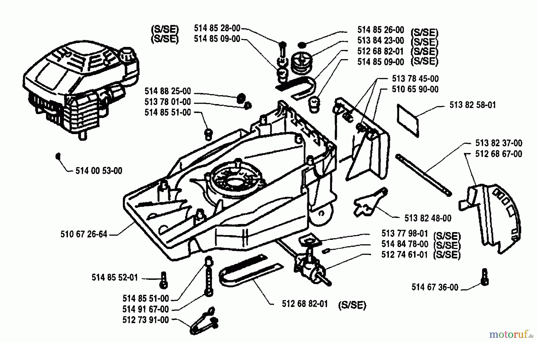 Husqvarna Rasenmäher Royal 43 SE - Husqvarna Walk-Behind Mower (1995-08 to 1997-03) Engine Housing