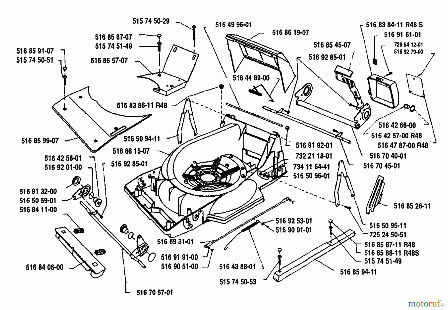 Husqvarna Rasenmäher Royal 19 SK - Husqvarna Walk-Behind Mower (1993-05 & After) Frame Assembly