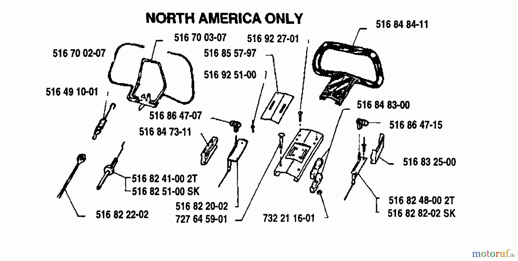 Husqvarna Rasenmäher Royal 48 S - Husqvarna Walk-Behind Mower (1993-05 & After) Handle Assembly (North American)