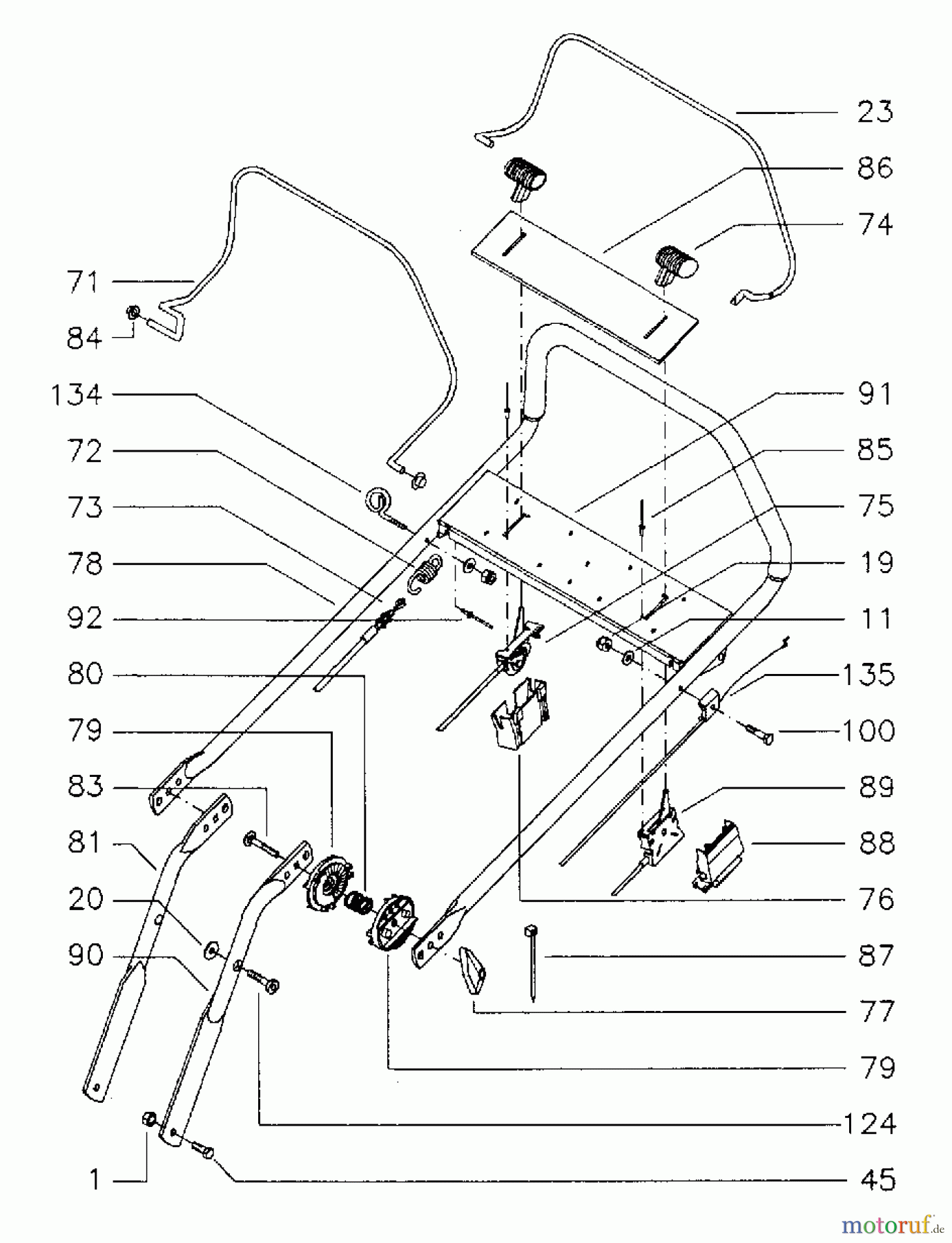 Husqvarna Rasenmäher Royal 53 S (USA) - Husqvarna Walk-Behind Mower (1998-11 & After) Handle Assembly