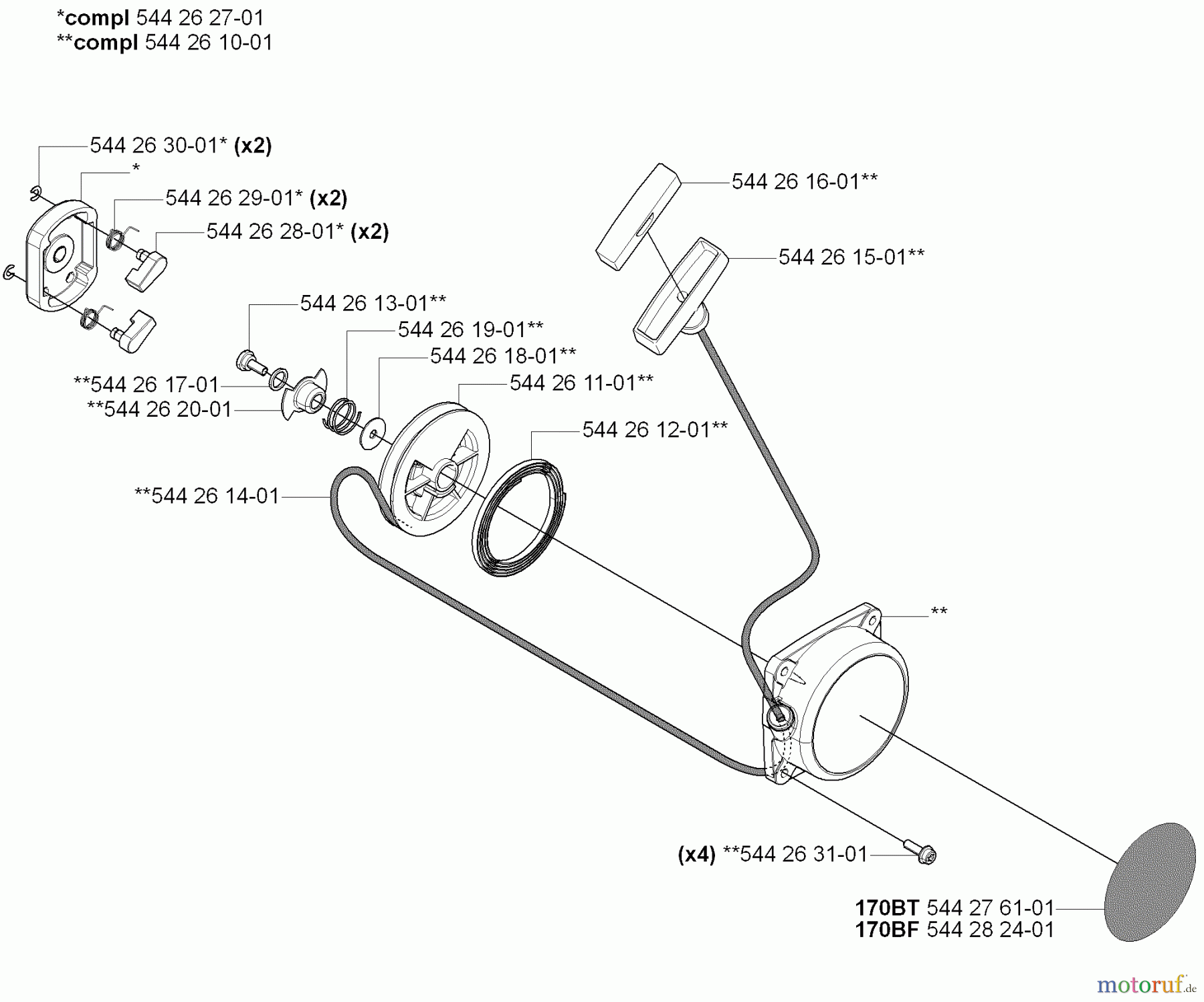  Husqvarna Bläser / Sauger / Häcksler / Mulchgeräte 170 BF - Husqvarna Backpack Blower (2006-03 to 2008-09) Starter