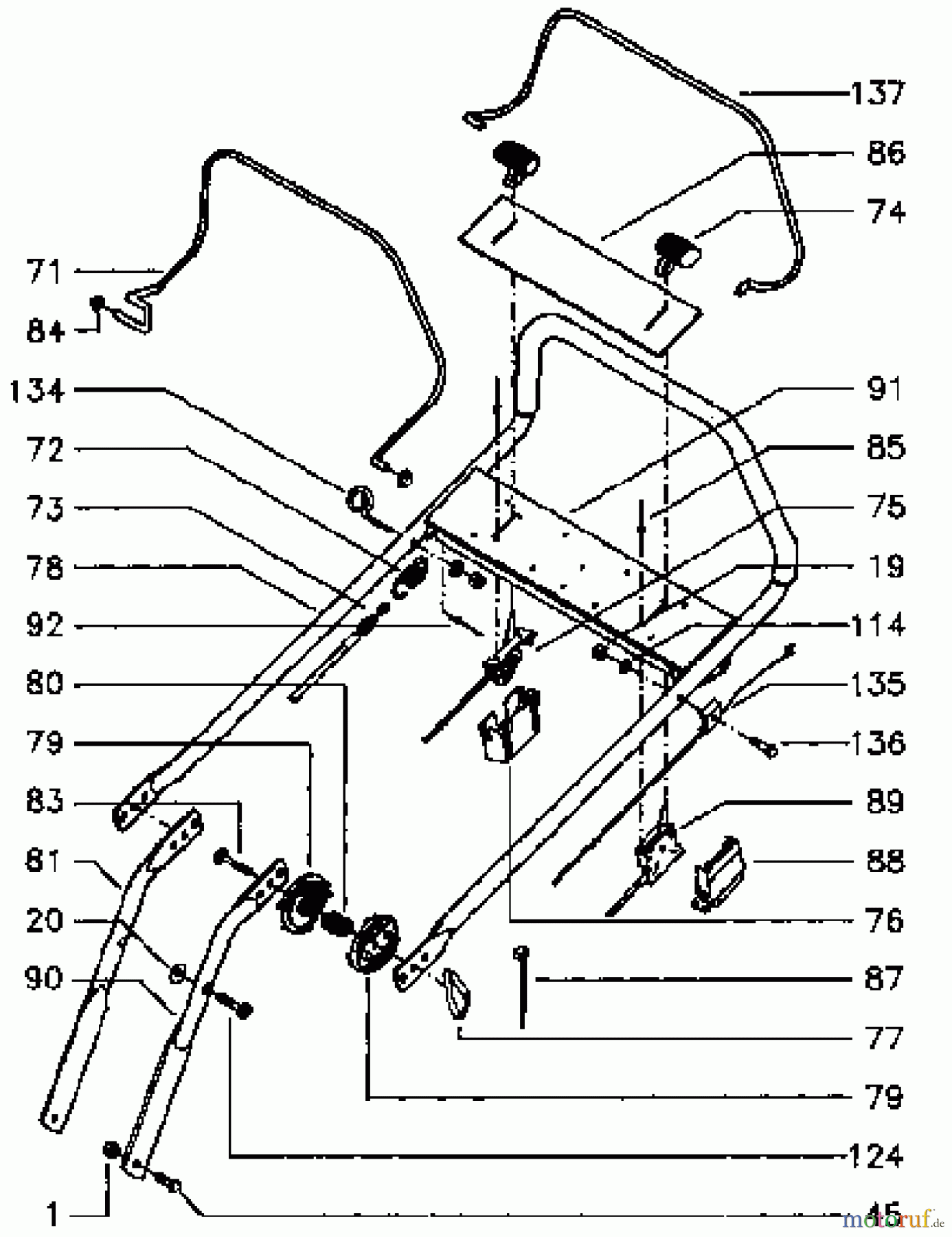Husqvarna Rasenmäher Royal 53 S - Husqvarna Walk-Behind Mower (1995-02 & After) Handle Assembly