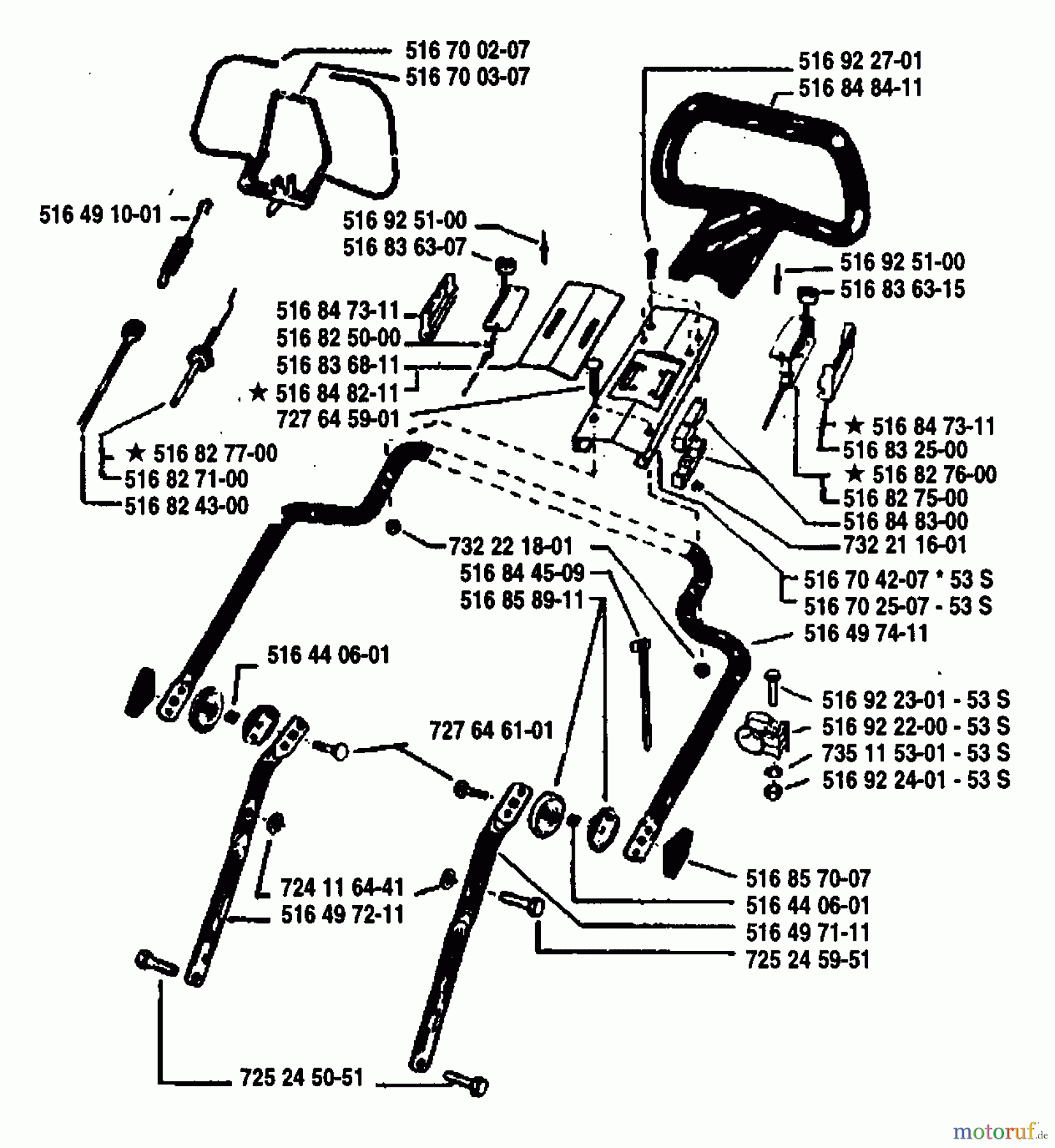 Husqvarna Rasenmäher Royal 53 S - Husqvarna Walk-Behind Mower (1990-06 to 1992-04) Handle Assembly