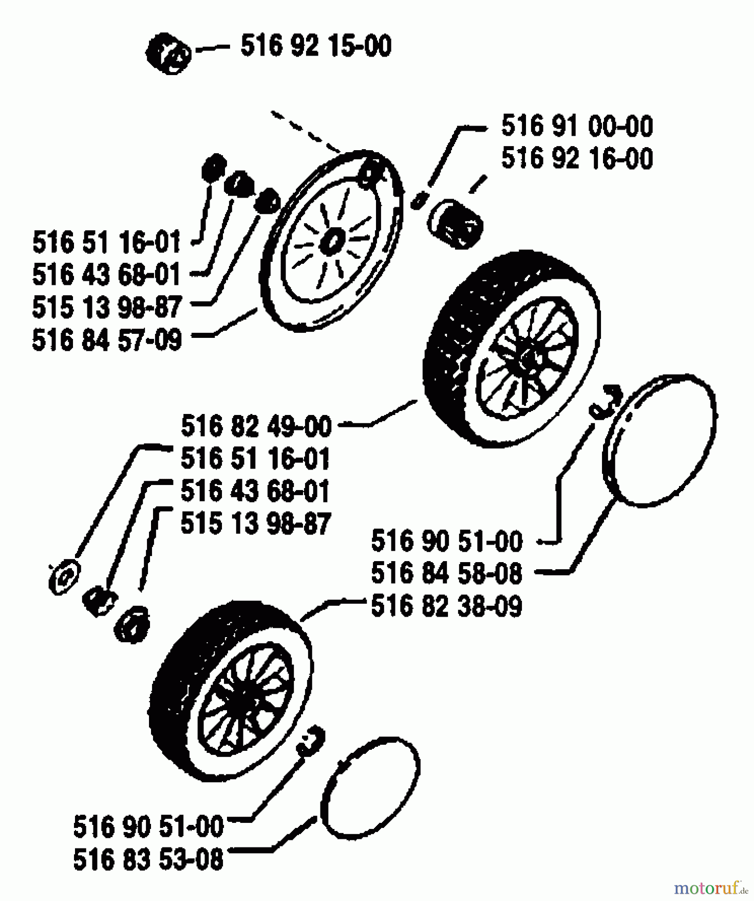 Husqvarna Rasenmäher Royal 53 S - Husqvarna Walk-Behind Mower (1990-06 to 1992-04) Wheel Assembly