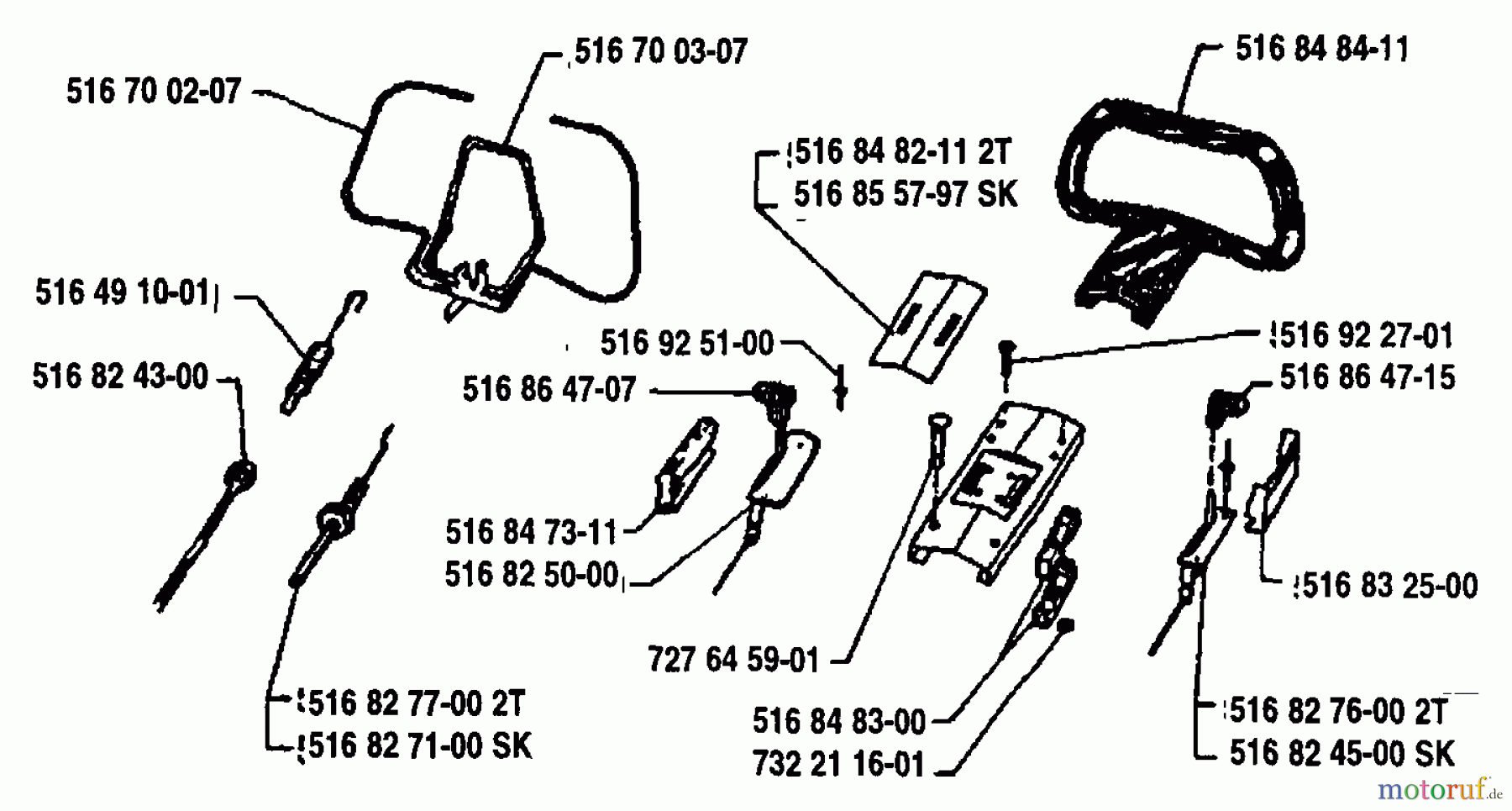 Husqvarna Rasenmäher Royal 53 S - Husqvarna Walk-Behind Mower (1992-05 to 1995-01) Handle Assembly (North American)