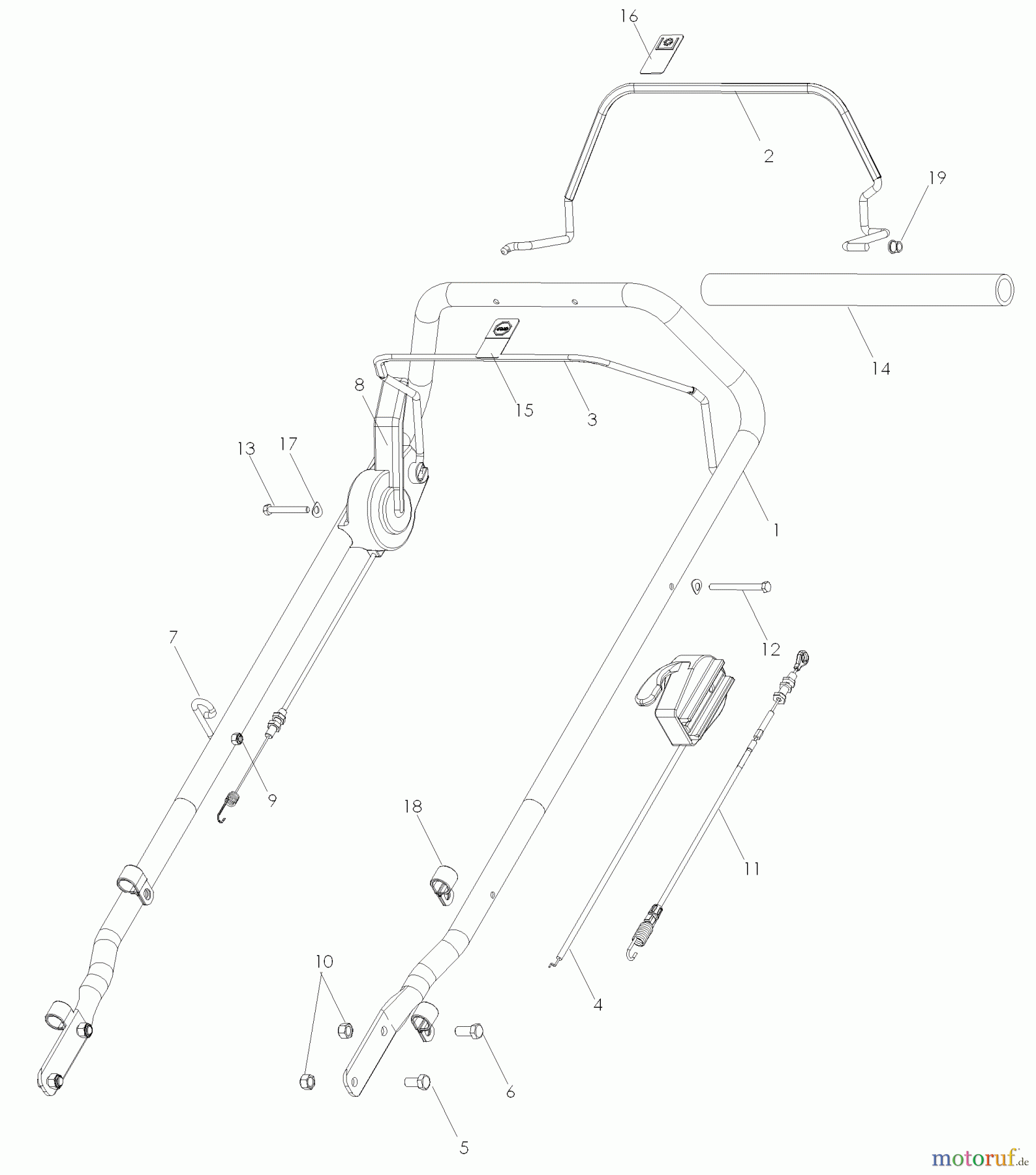 Husqvarna Rasenmäher W 21SBHC (968999778) - Husqvarna Walk-Behind Mower (2007-03 & After) Handle & Controls Blade, Brake, Clutch (BBC) Model 968999778