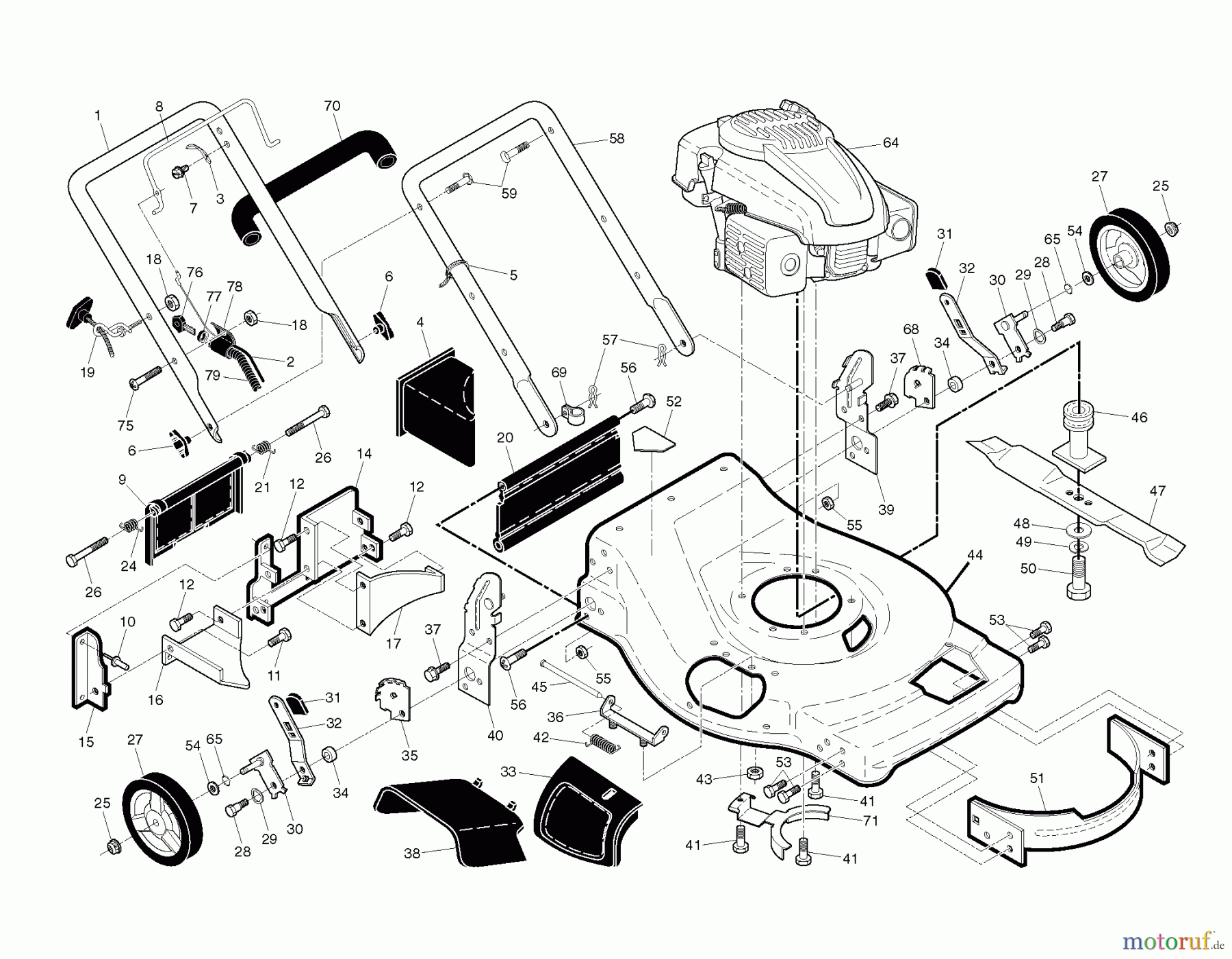 Husqvarna Rasenmäher XT 722FE (96143008001) - Husqvarna Walk-Behind Mower (2012-01 & After) FRAME ENGINE