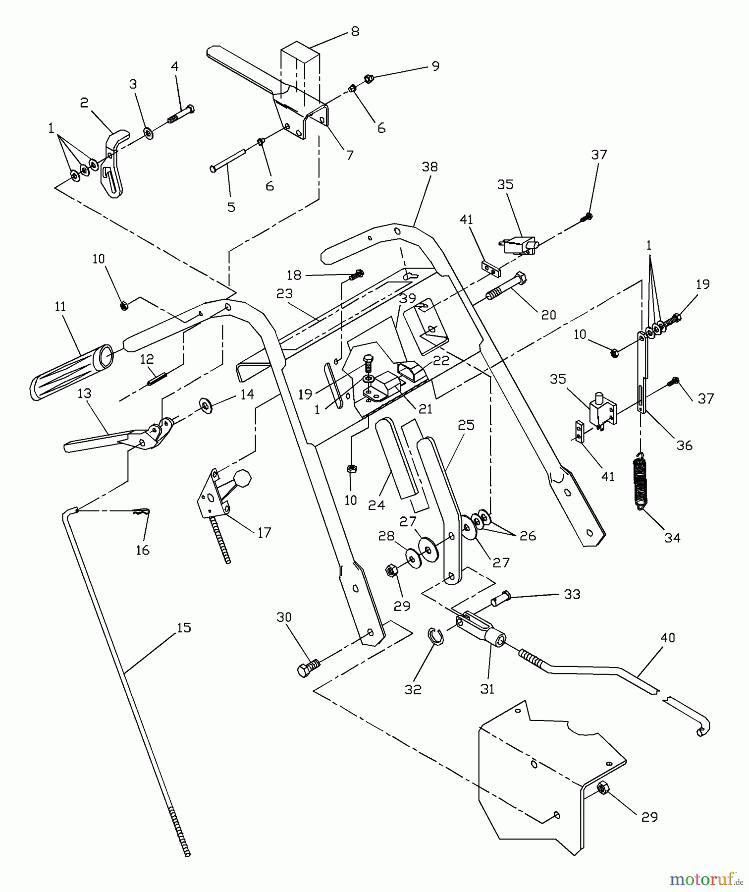 Husqvarna Rasenmäher für Großflächen W 4814A (968999104) - Husqvarna Wide-Area Walk-Behind Mower (2000-02 to 2001-01) Upper Handle