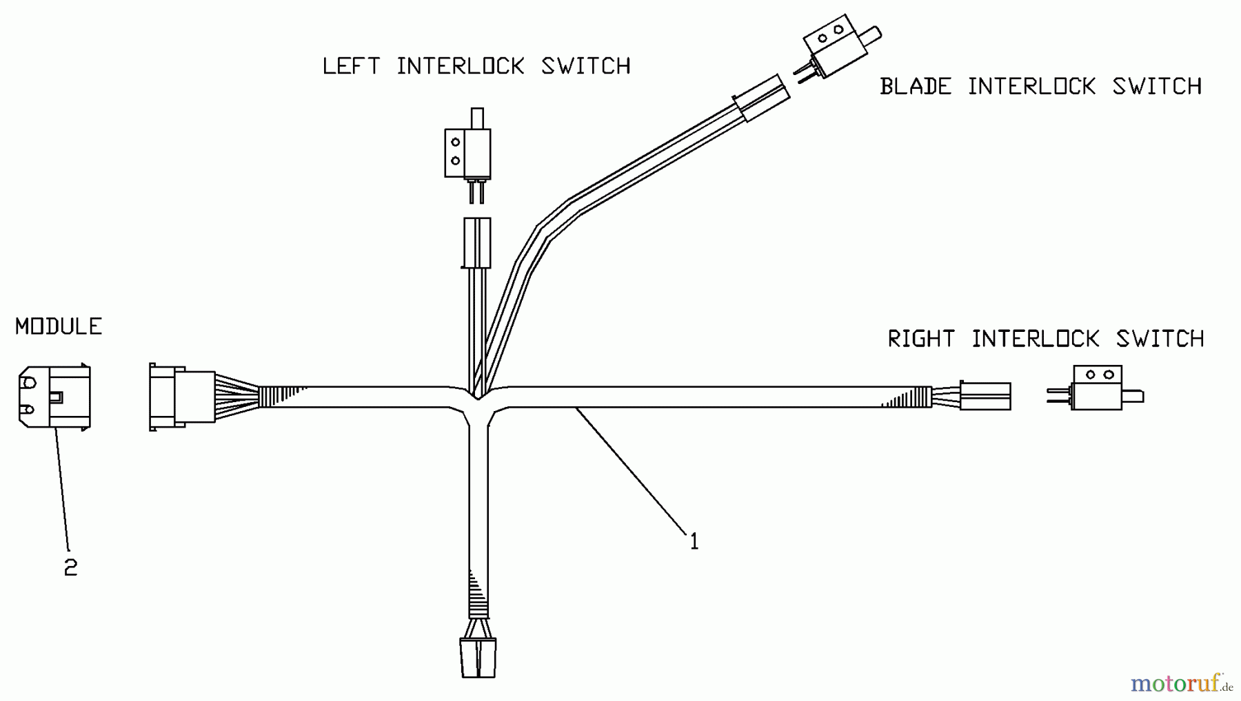 Husqvarna Rasenmäher für Großflächen W 3614A (968999103) - Husqvarna Wide-Area Walk-Behind Mower (2000-02 to 2001-01) Upper Handle Wiring Harness
