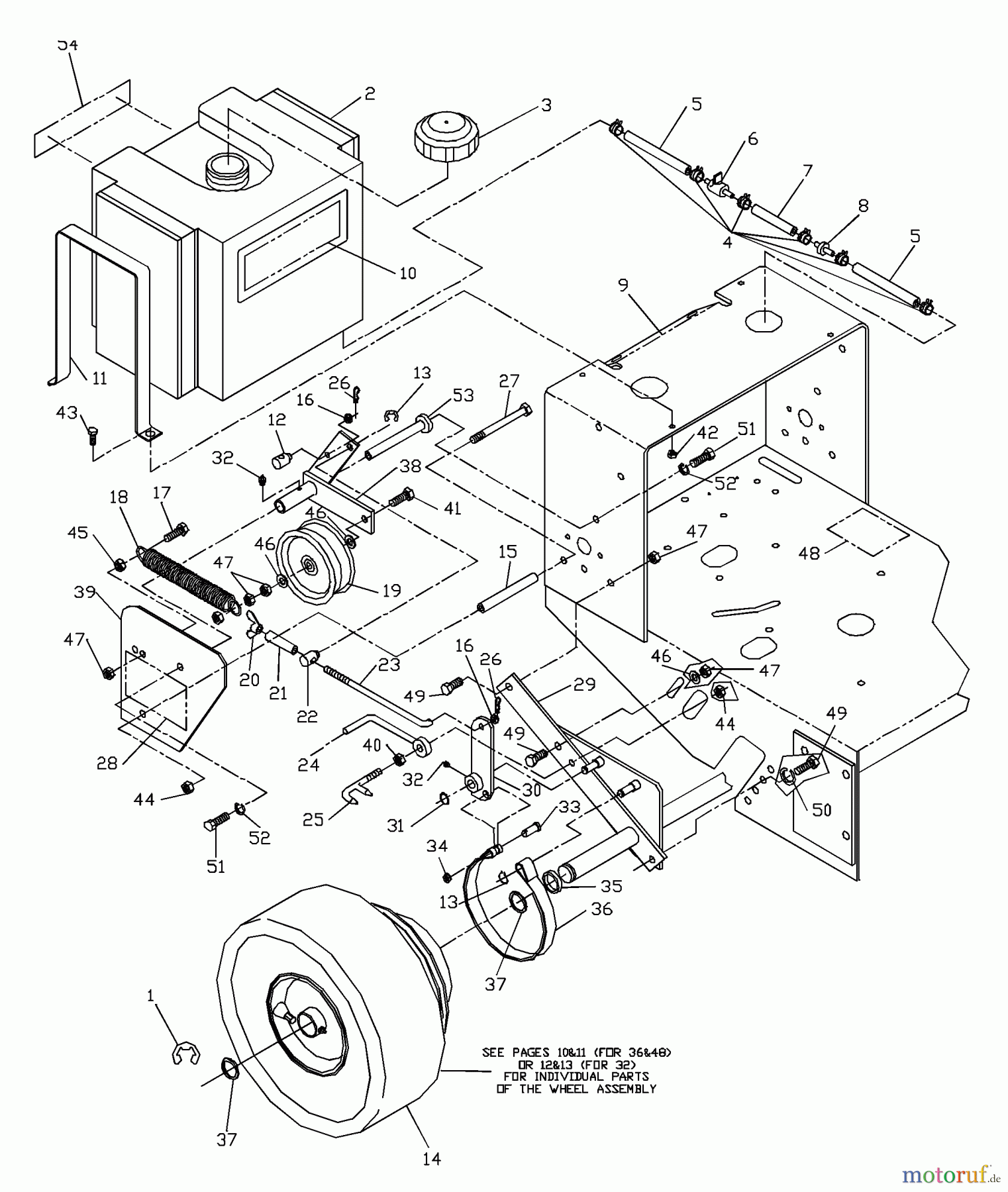 Husqvarna Rasenmäher für Großflächen W 3213A (968999107) - Husqvarna Wide-Area Walk-Behind Mower (2000-02 to 2001-01) Wheel Drive & Axle Assembly