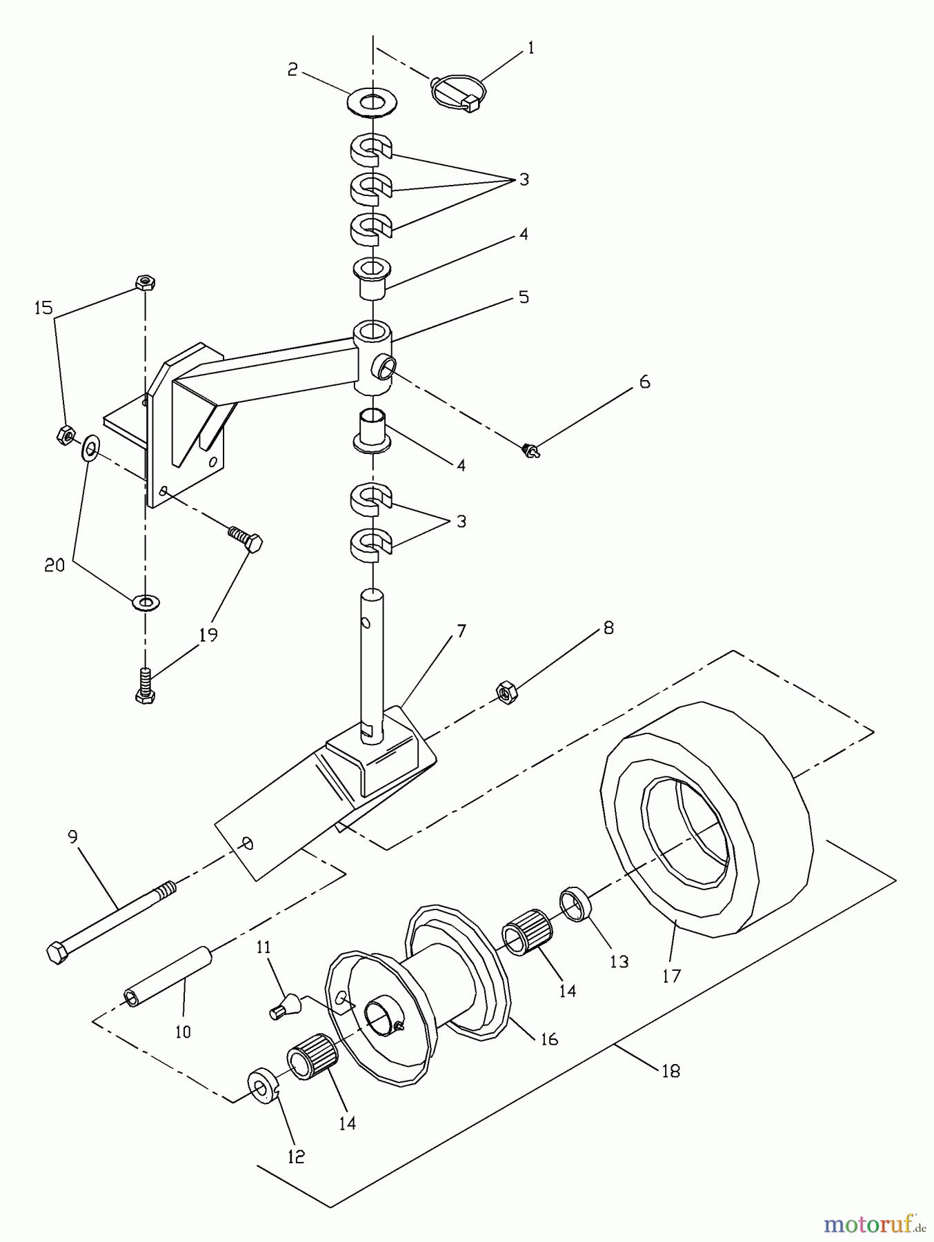Husqvarna Rasenmäher für Großflächen W 3613ETS (968999117) - Husqvarna Wide-Area Walk-Behind Mower (2001-09 & After) Front Caster Assembly