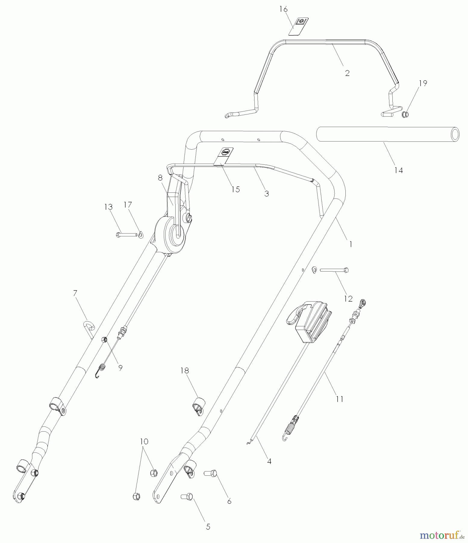 Husqvarna Rasenmäher W 21SBK (968999286) - Husqvarna Walk-Behind Mower (2007-03 & After) Handle & Controls Blade, Brake, Clutch (BBC) 968999286/968999287/968999640