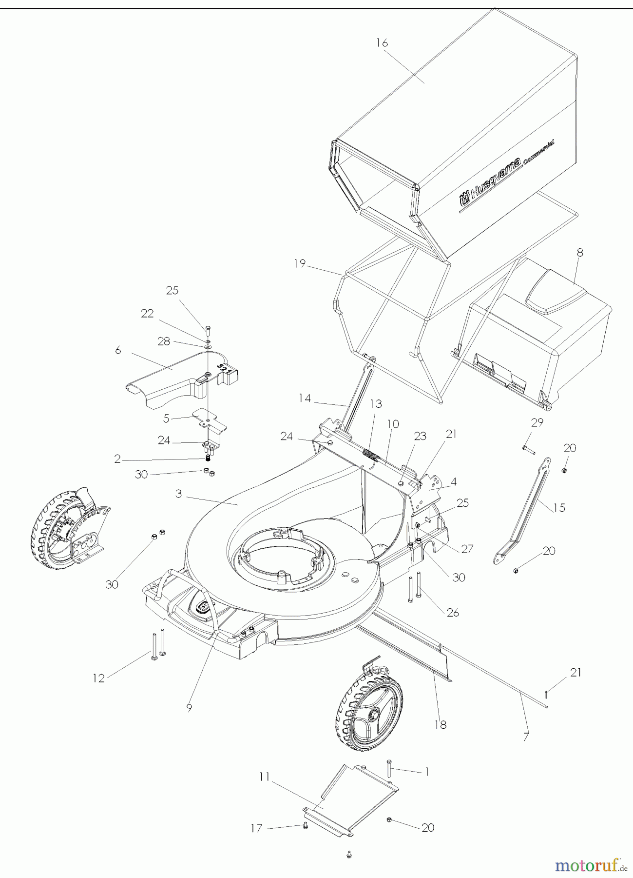 Husqvarna Rasenmäher für Großflächen W 53SEK (968999289) - Husqvarna Wide-Area Walk-Behind Mower (2007-03 & After) Chassis and Frame