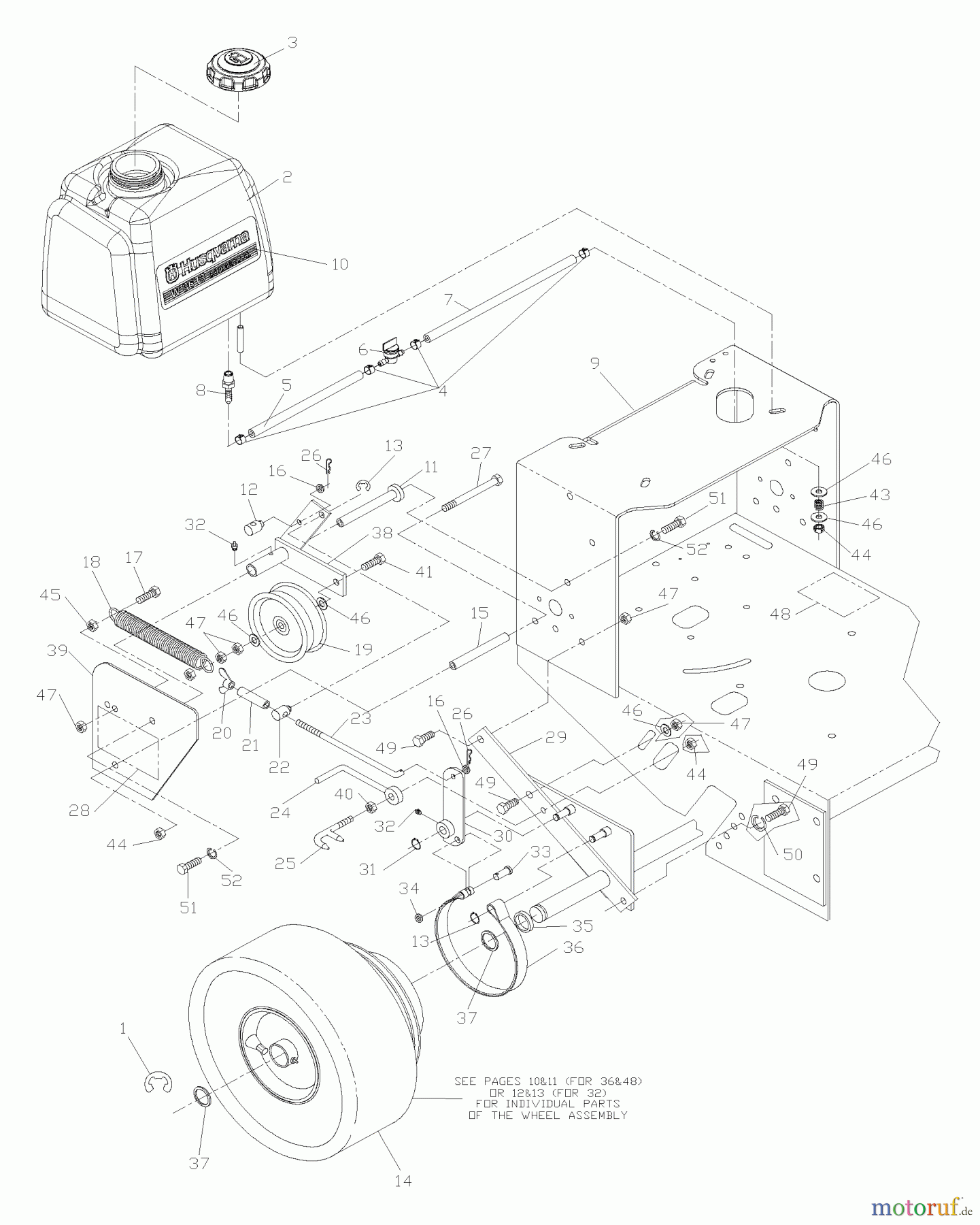 Husqvarna Rasenmäher für Großflächen W 4815 (968999251) - Husqvarna Wide-Area Walk-Behind Mower (2004-11 & After) Wheel Drive & Axle Assembly