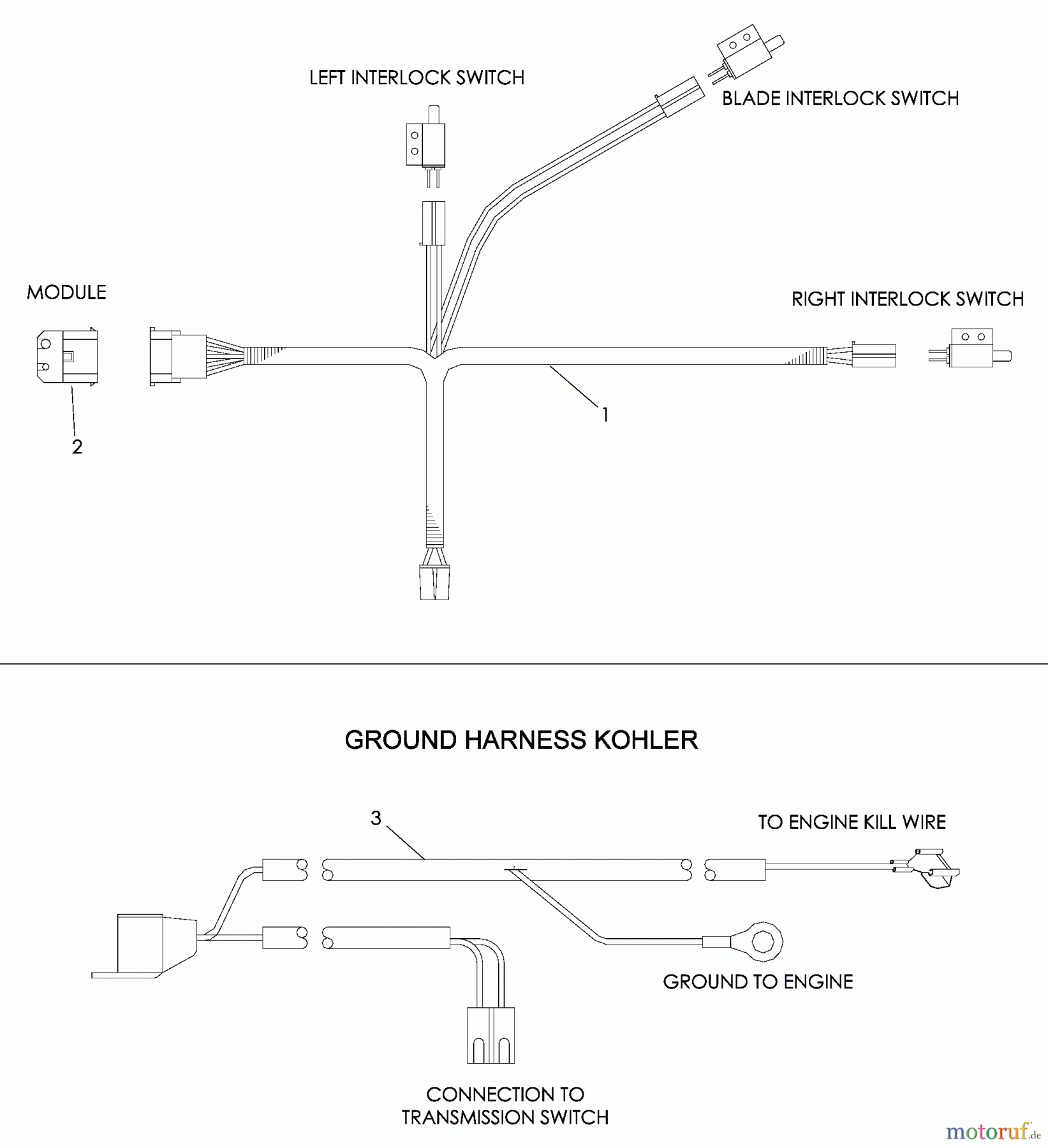 Husqvarna Rasenmäher für Großflächen WG 4815P (968999278) - Husqvarna Wide-Area Walk-Behind Mower (2008-06 & After) Wiring Harness
