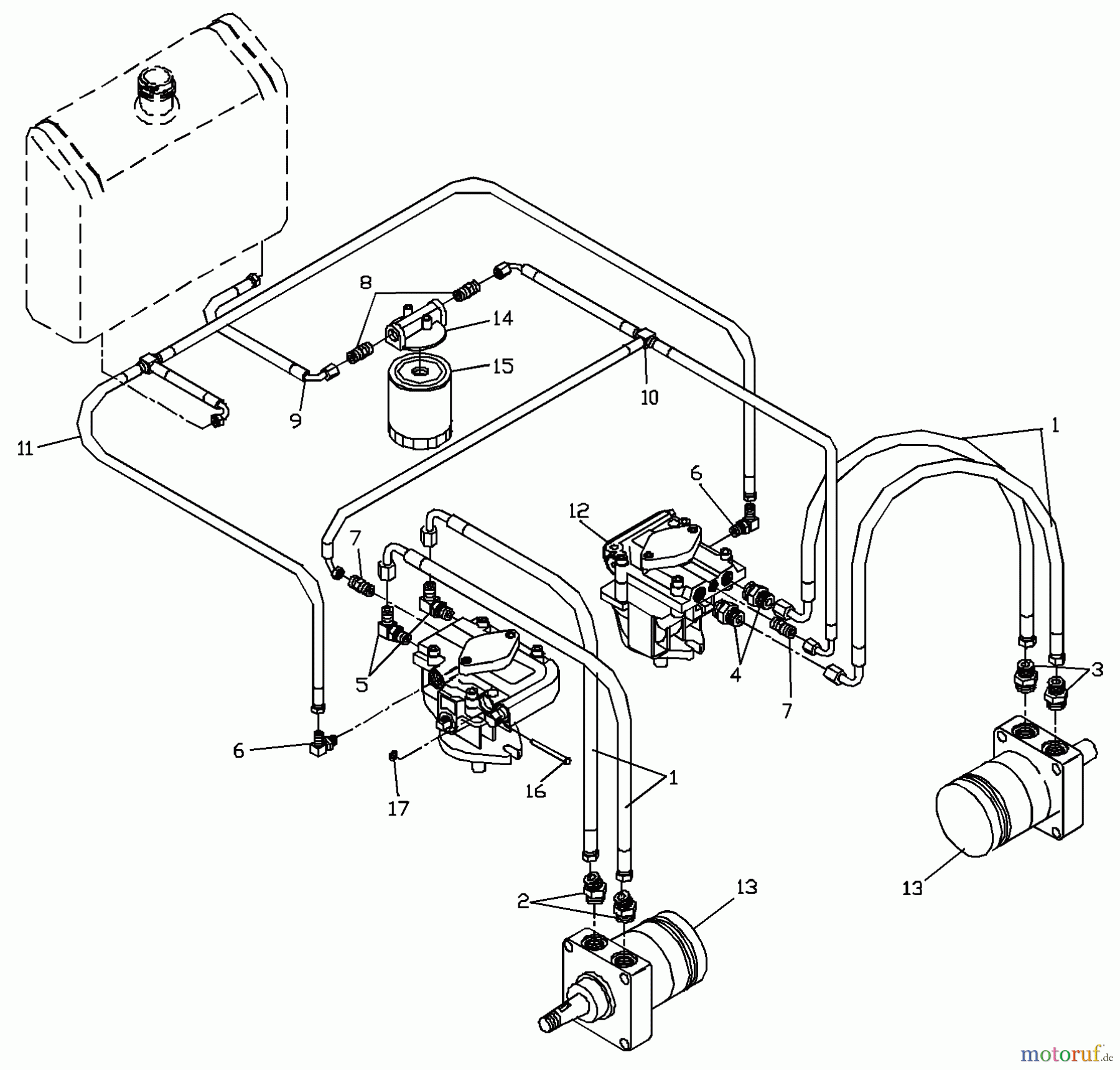 Husqvarna Rasenmäher für Großflächen WH 3614A (968999105) - Husqvarna Wide-Area Walk-Behind Mower (2000-06 to 2001-01) Hydraulic Assembly