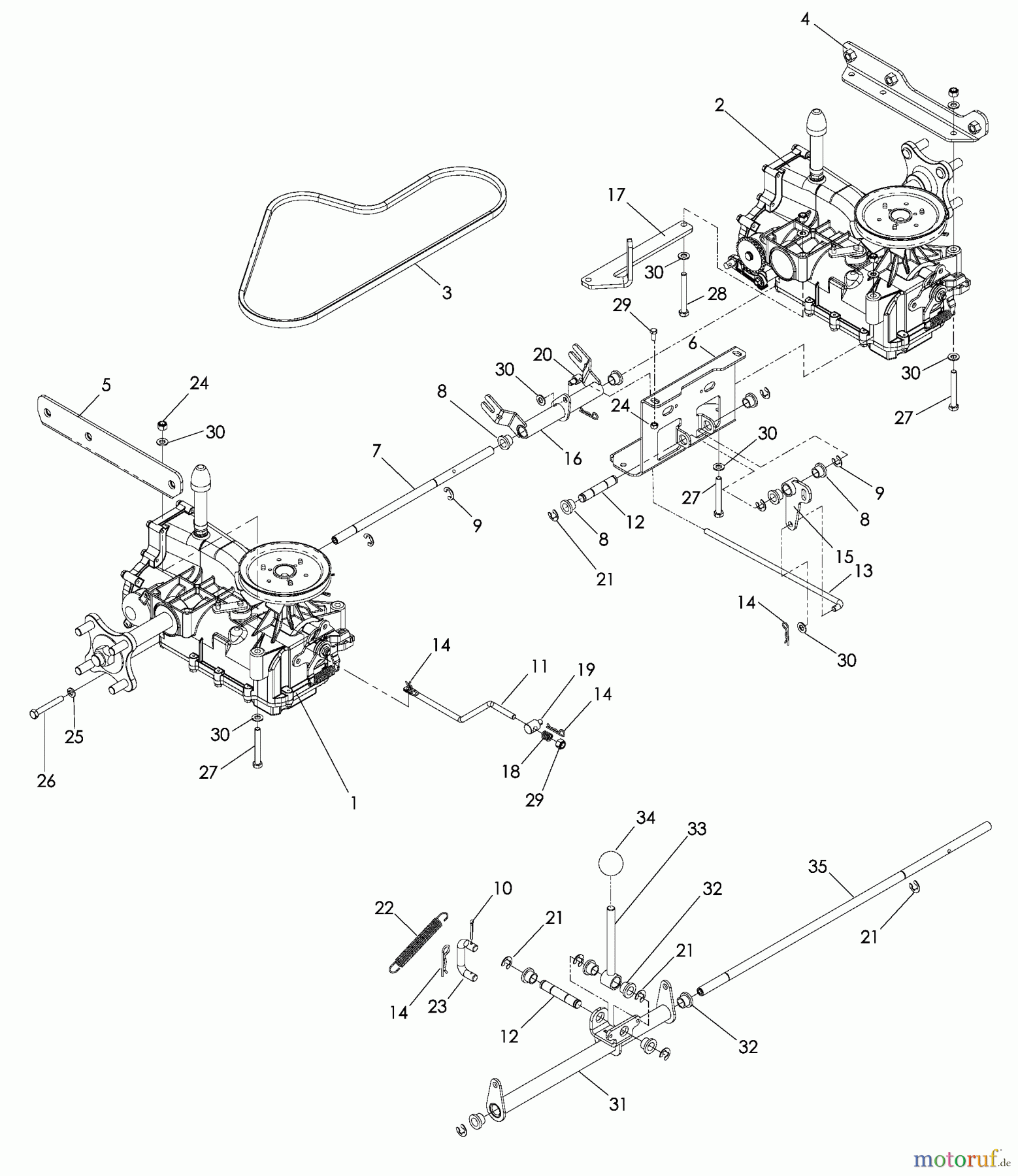 Husqvarna Rasenmäher für Großflächen WH 3615E (968999237) - Husqvarna Wide-Area Walk-Behind Mower (2005-08 & After) Hydraulics Pump-Motor