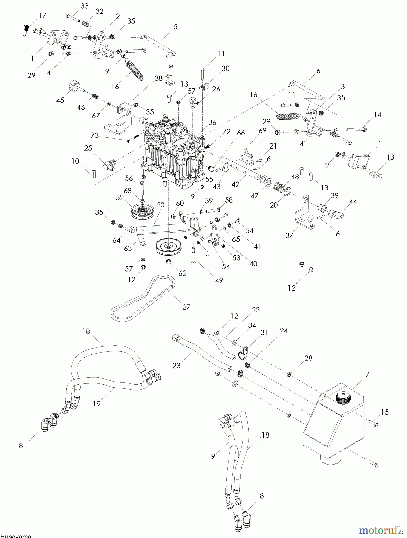 Husqvarna Rasenmäher für Großflächen WH 3615 (966947001) - Husqvarna Wide-Area Walk-Behind Mower (2008-09 to 2008-09) Hydro Pump-Motor
