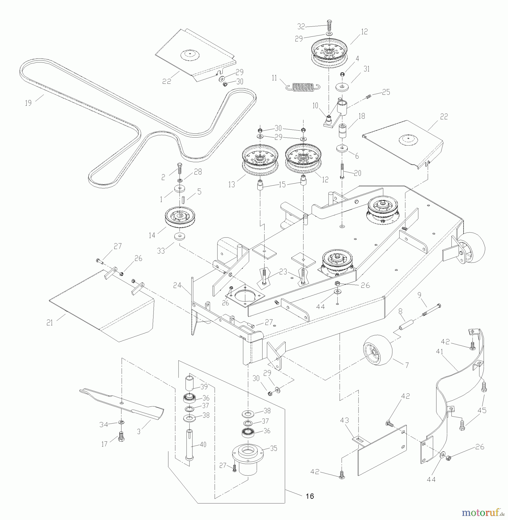 Husqvarna Rasenmäher für Großflächen WHF 4818ETS (968999129) - Husqvarna Wide-Area Walk-Behind Mower (2002-09 & After) Front Deck Assembly 48