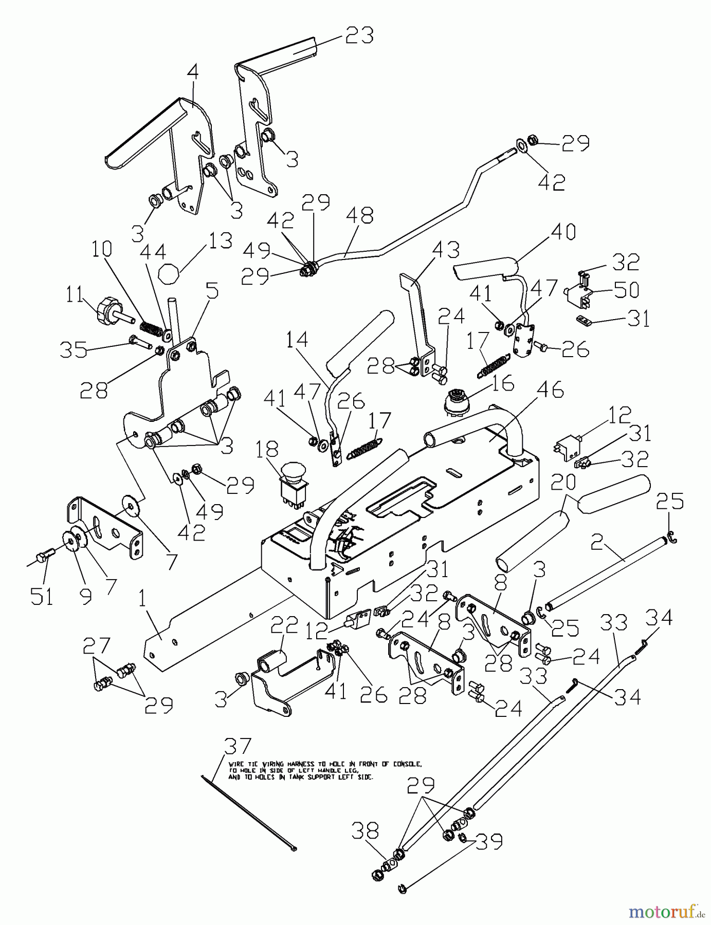 Husqvarna Rasenmäher für Großflächen WHF 4215ETS (968999127) - Husqvarna Wide-Area Walk-Behind Mower (2001-12 to 2002-01) Handle Assembly