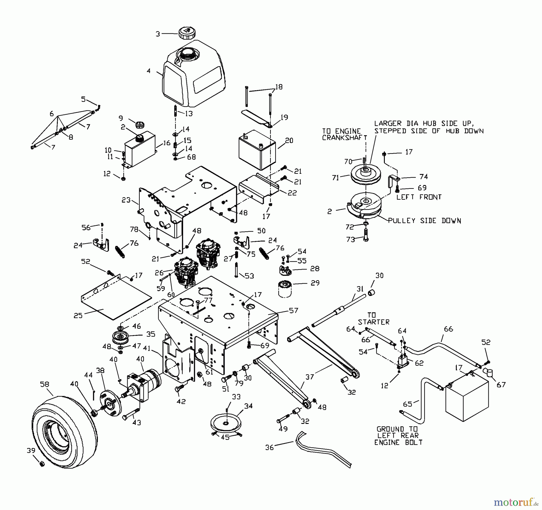 Husqvarna Rasenmäher für Großflächen WHF 4215ETS (968999127) - Husqvarna Wide-Area Walk-Behind Mower (2002-02 to 2002-08) Power Unit Assembly
