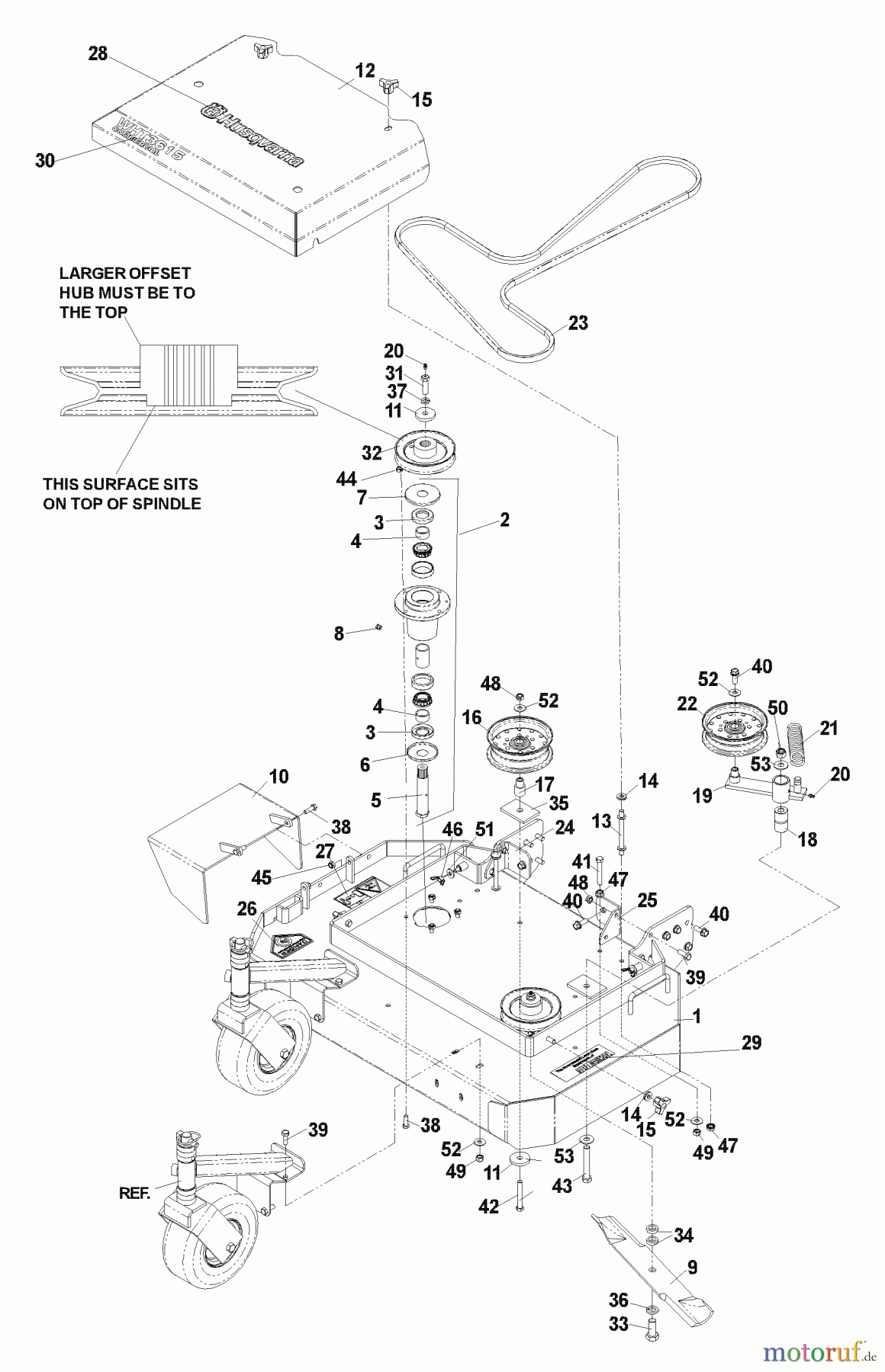 Husqvarna Rasenmäher für Großflächen WHT 3615 (968999237) - Husqvarna Wide-Area Walk-Behind Mower (2004-09 & After) Deck Assembly 36