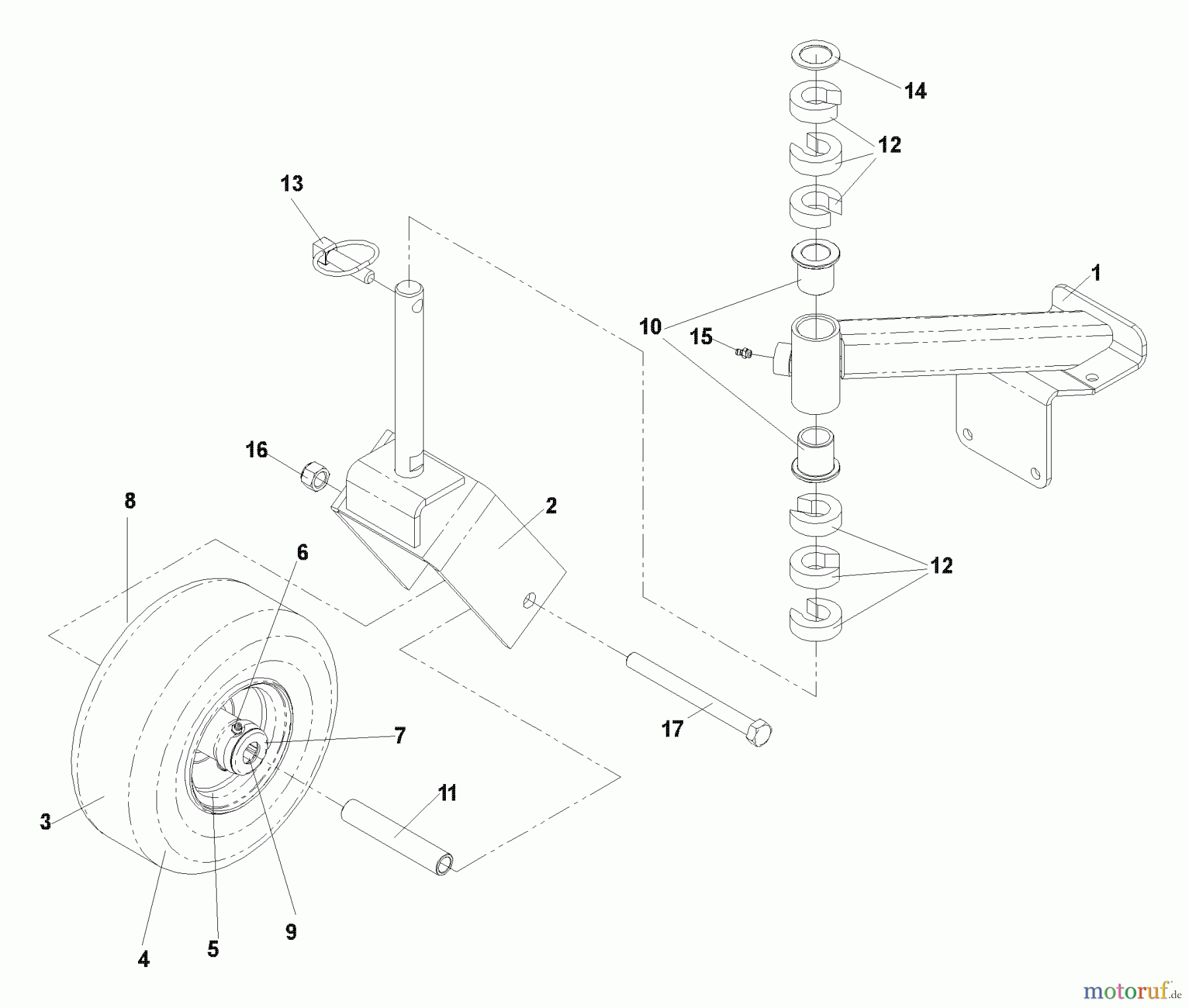 Husqvarna Rasenmäher für Großflächen WHT 4817 (968999238) - Husqvarna Wide-Area Walk-Behind Mower (2004-09 & After) Caster Assembly