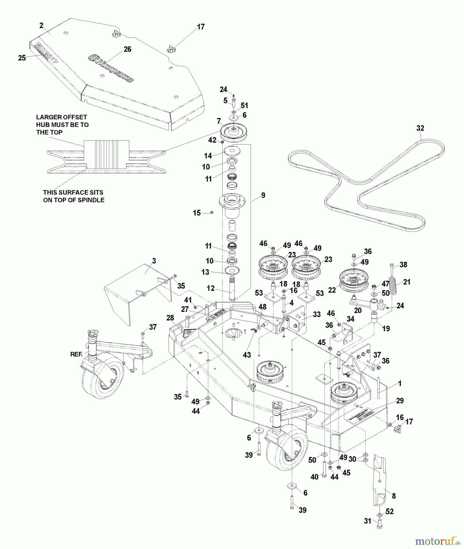 Husqvarna Rasenmäher für Großflächen WHT 4817 (968999238) - Husqvarna Wide-Area Walk-Behind Mower (2004-09 & After) Deck Assembly 48