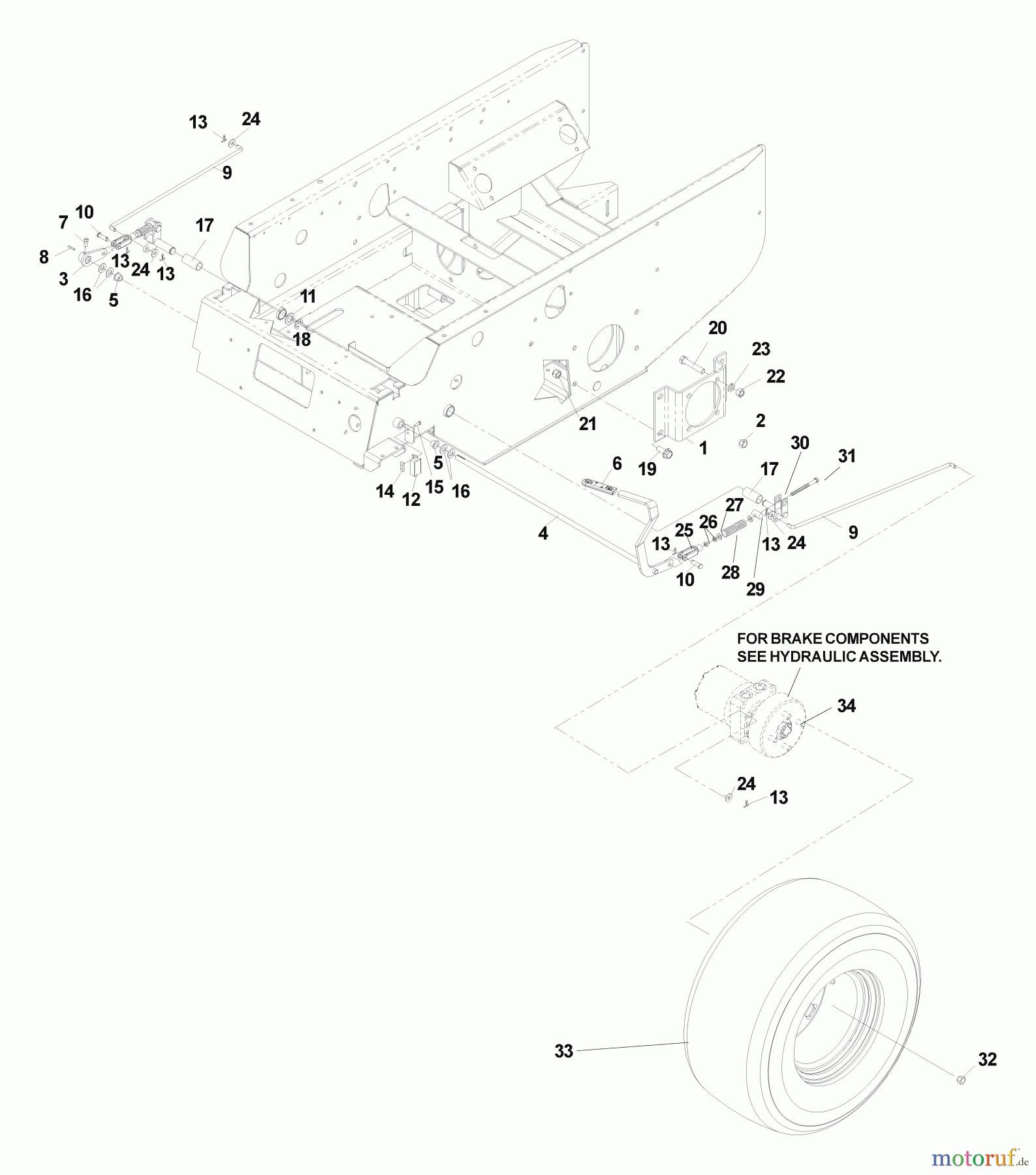 Husqvarna Nullwendekreismäher, Zero-Turn BZ 7234 D (968999216) - Husqvarna Zero-Turn Mower (2004-11 & After) (SN: 033600000 & Up) Brake Group Linkage