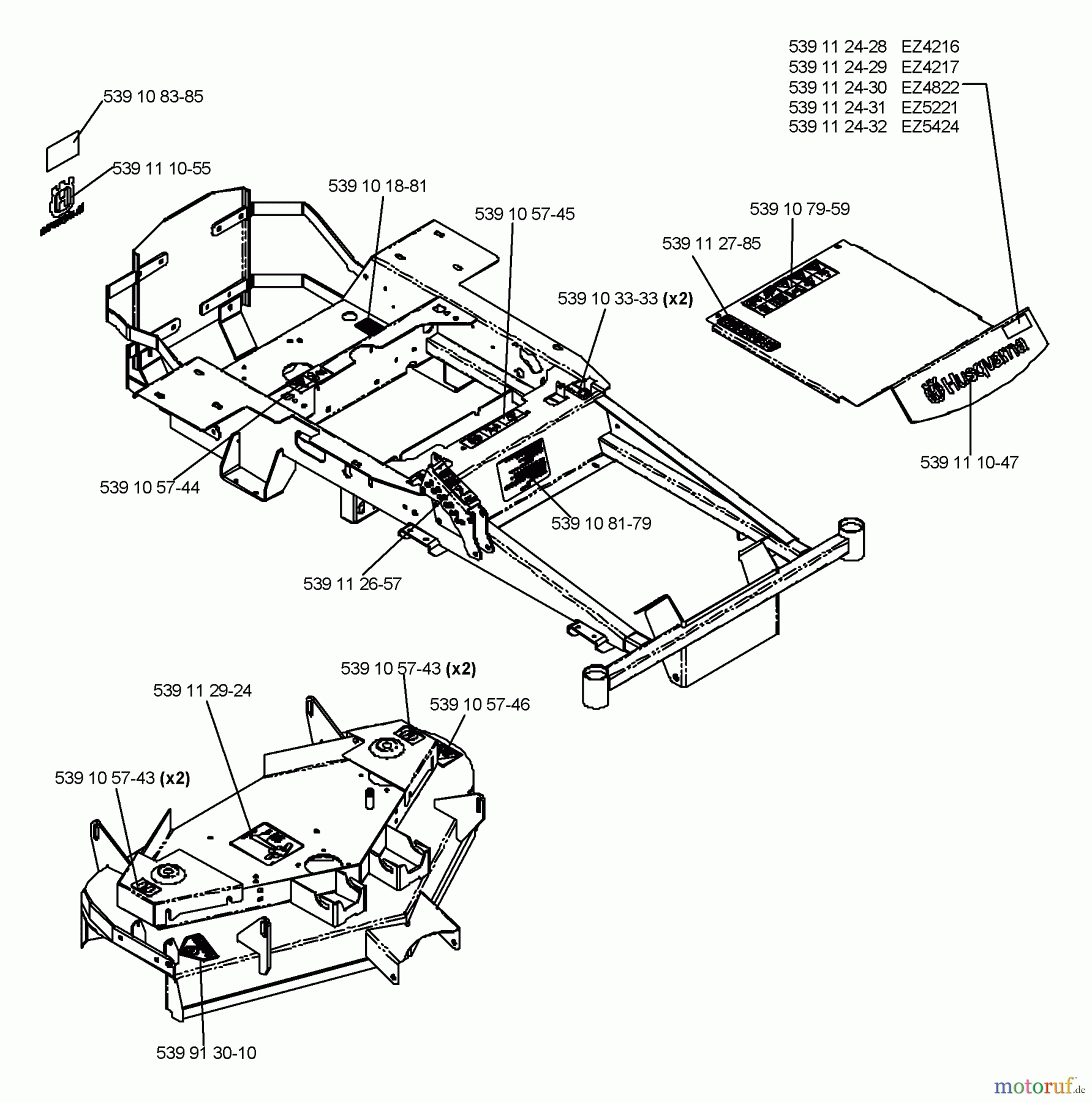 Husqvarna Nullwendekreismäher, Zero-Turn EZ 5424 BI (968999294) - Husqvarna Zero-Turn Mower (2006-02 & After) Decal Assembly