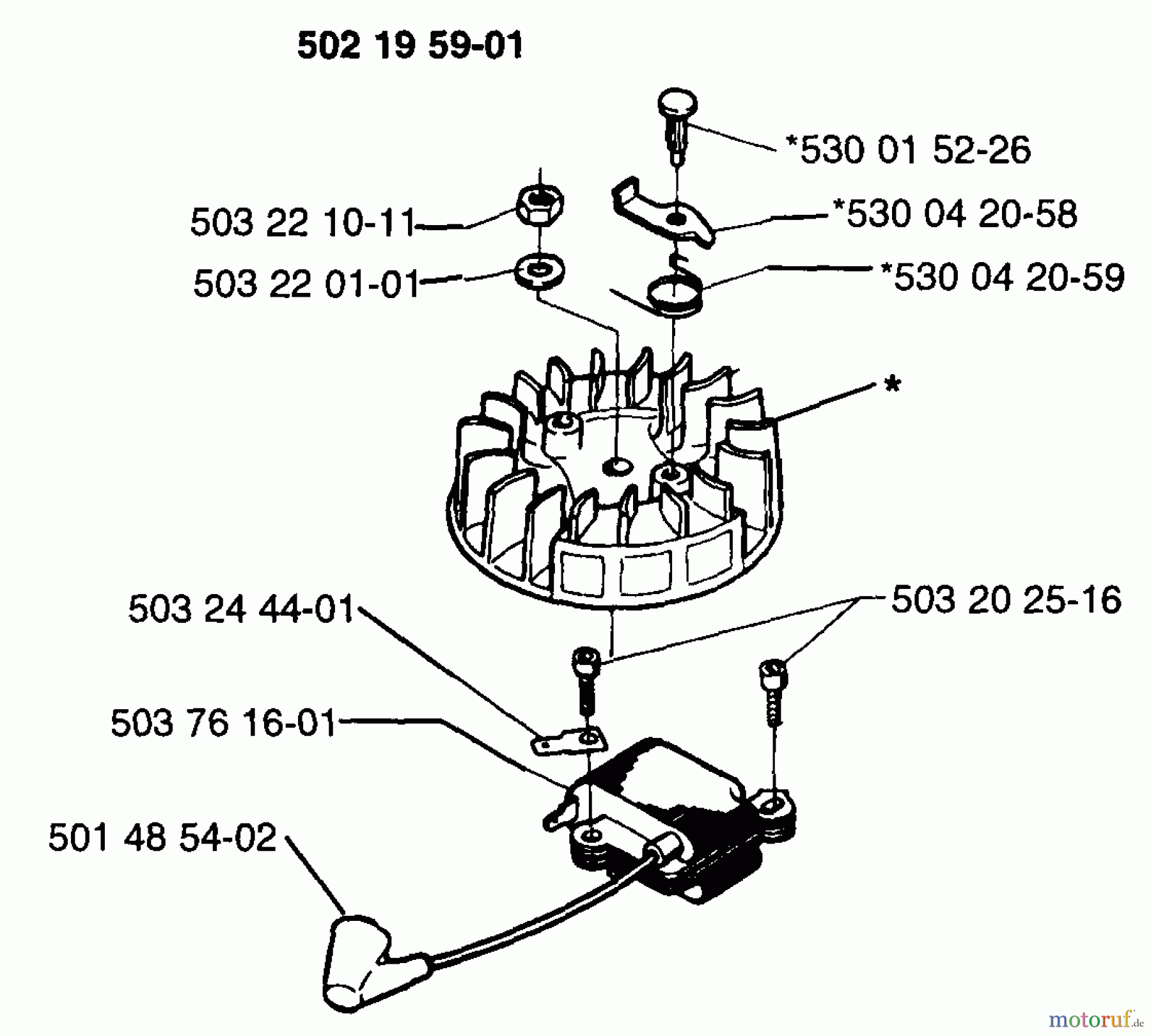  Husqvarna Bläser / Sauger / Häcksler / Mulchgeräte 225 HBV - Husqvarna Handheld Blower Vacuum (1996-09 to 1997-01) Ignition/Flywheel