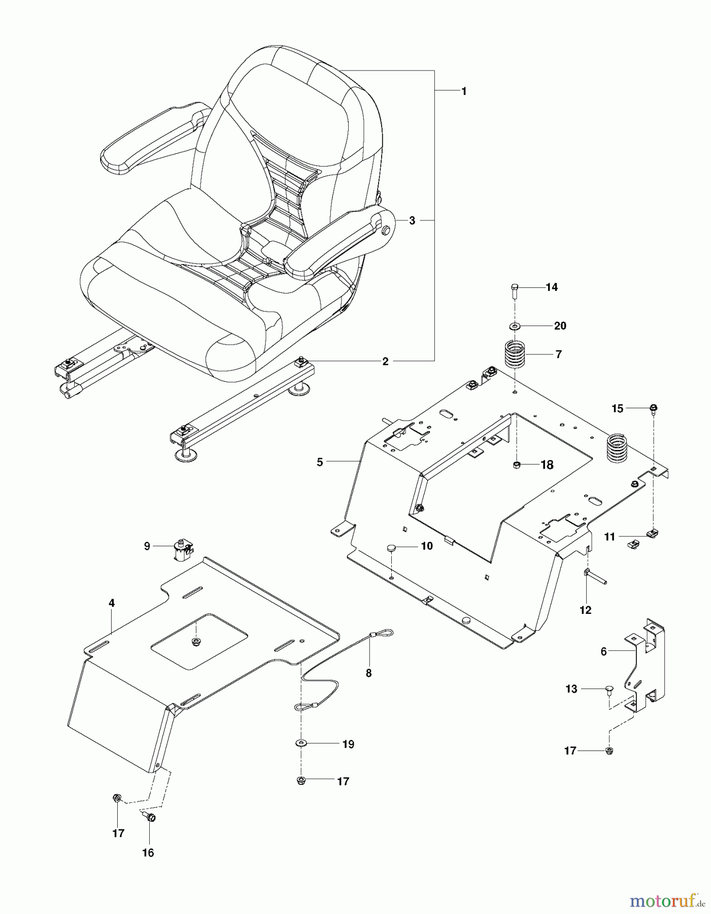 Husqvarna Nullwendekreismäher, Zero-Turn EZ 4824TF BF (966659502) - Husqvarna Zero-Turn Mower (2012-06 & After) SEAT