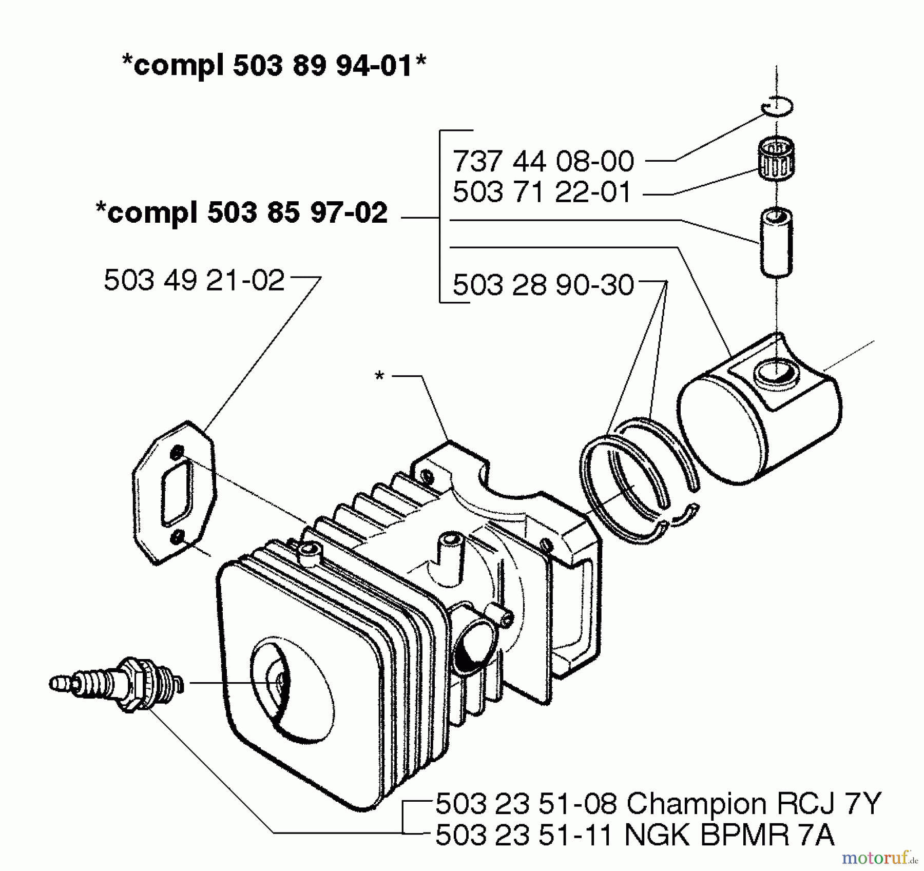 Husqvarna Bläser / Sauger / Häcksler / Mulchgeräte 225 HBV - Husqvarna Handheld Blower Vacuum (1997-02 to 1999-12) Piston/Cylinder