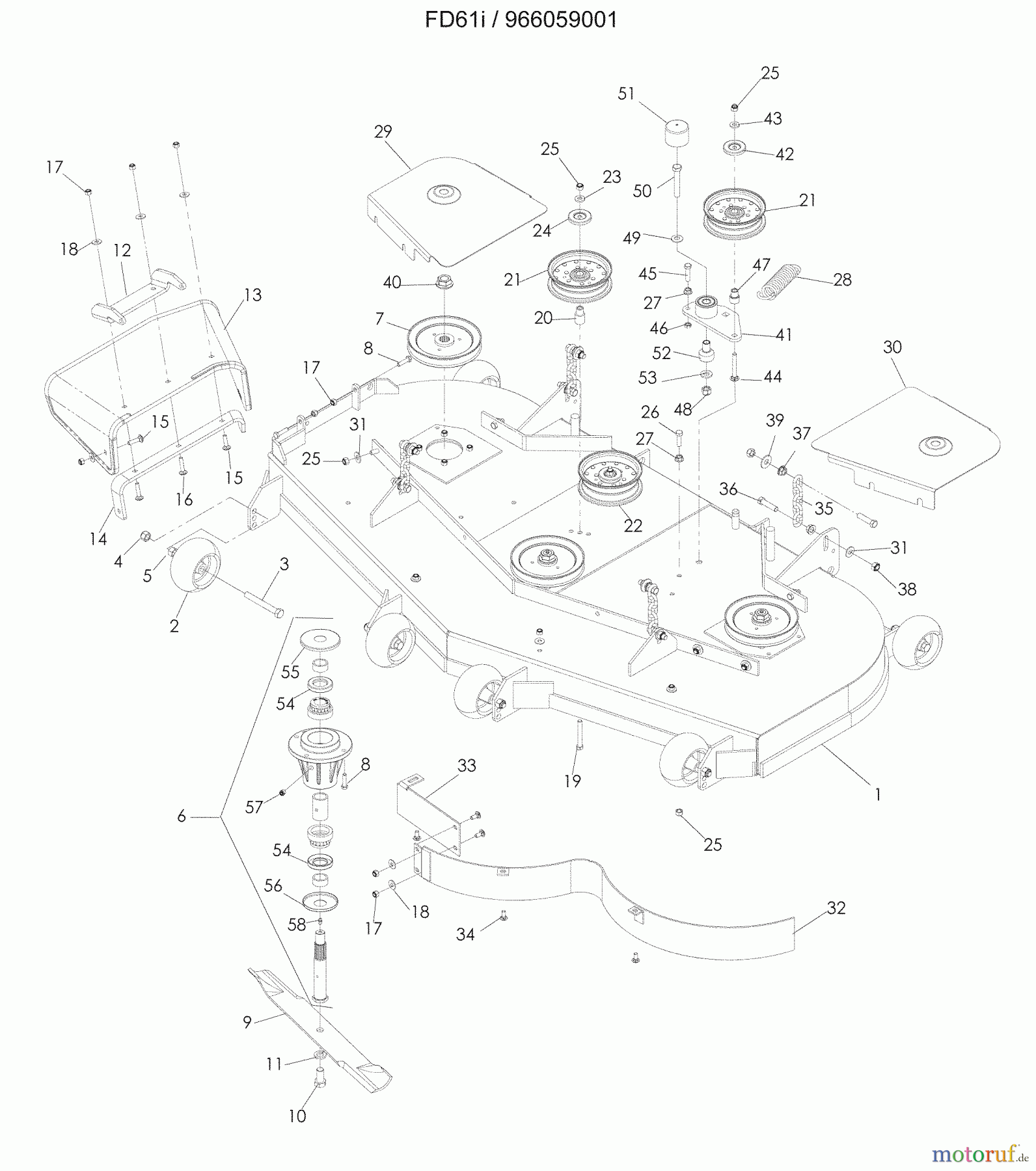 Husqvarna Nullwendekreismäher, Zero-Turn FD 61 I (966059001) - Husqvarna Zero-Turn Mower (2009-03 & After) 72 Inch Tunnel Deck
