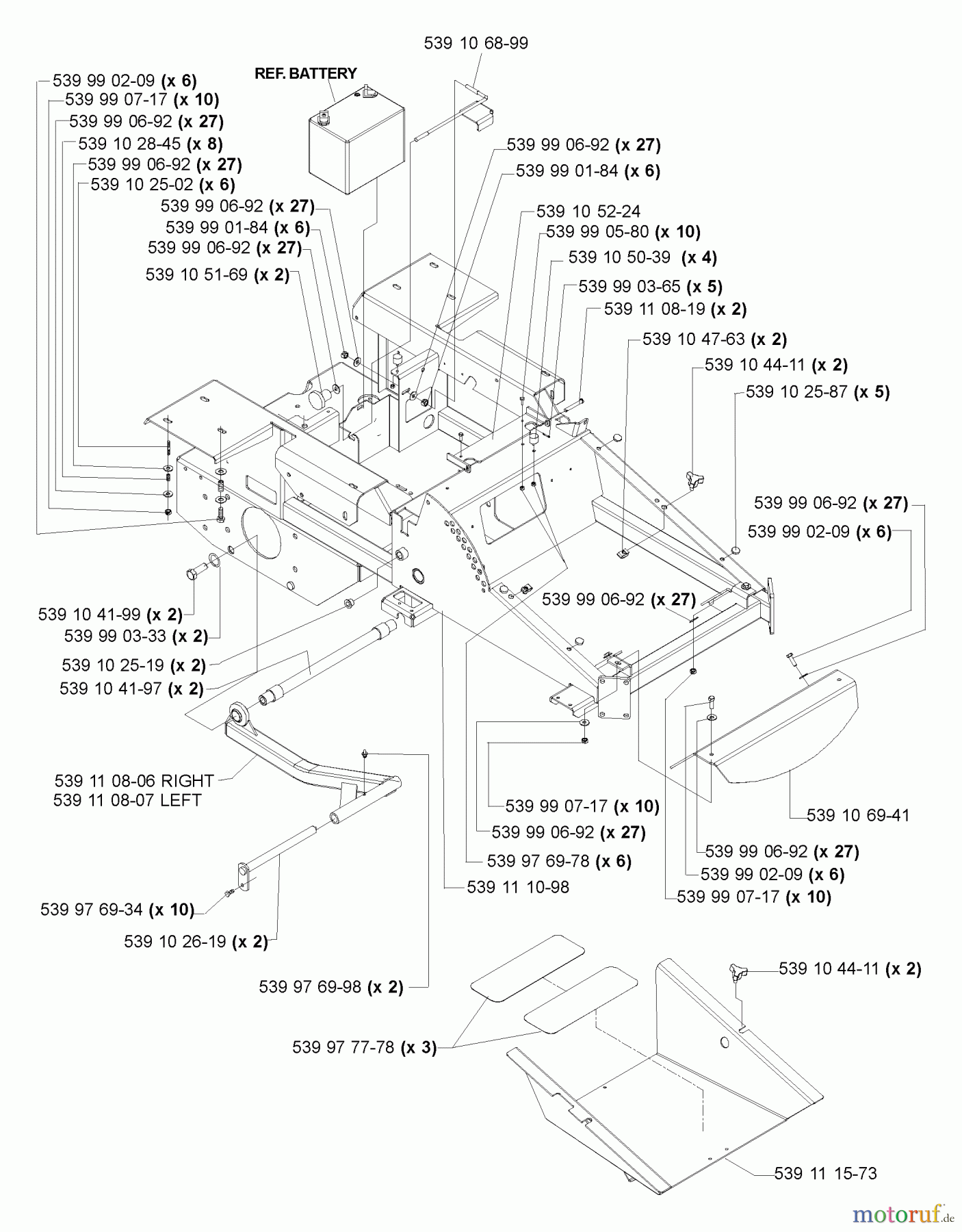 Husqvarna Nullwendekreismäher, Zero-Turn iZ 4217 (968999254) - Husqvarna Zero-Turn Mower (2005-03 & After) Main Frame Assembly (Part 1)
