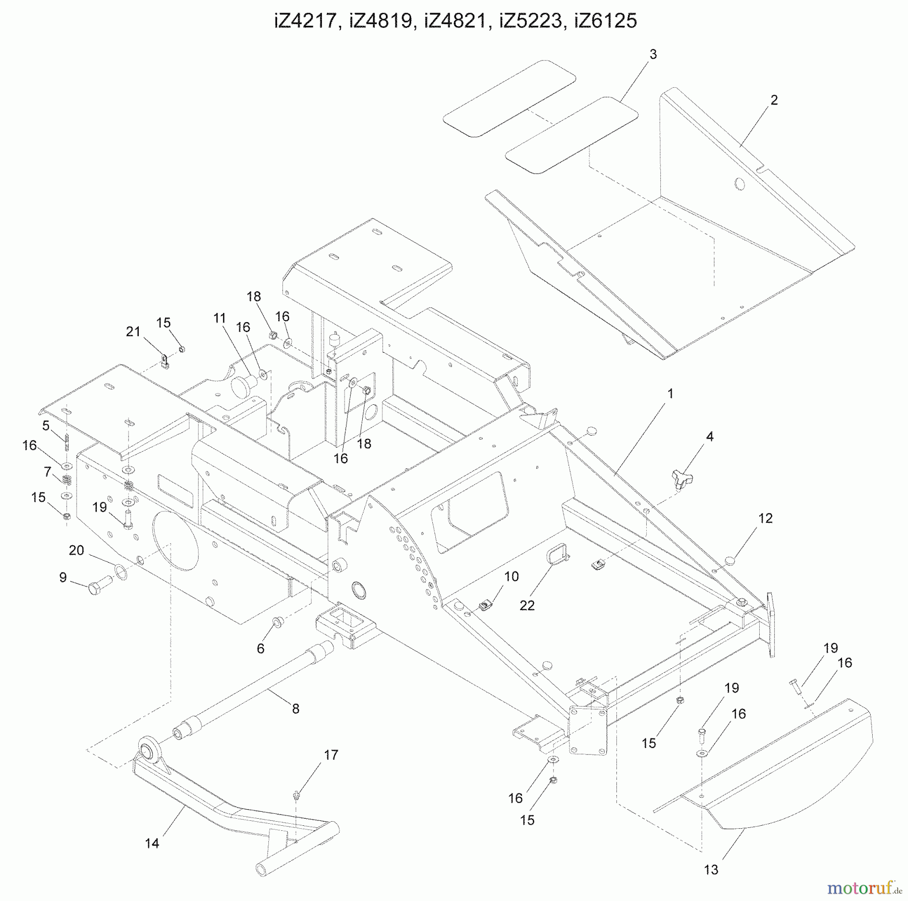 Husqvarna Nullwendekreismäher, Zero-Turn iZ 4217 (968999703) - Husqvarna Zero-Turn Mower (2008-12 & After) Chassis / Frame
