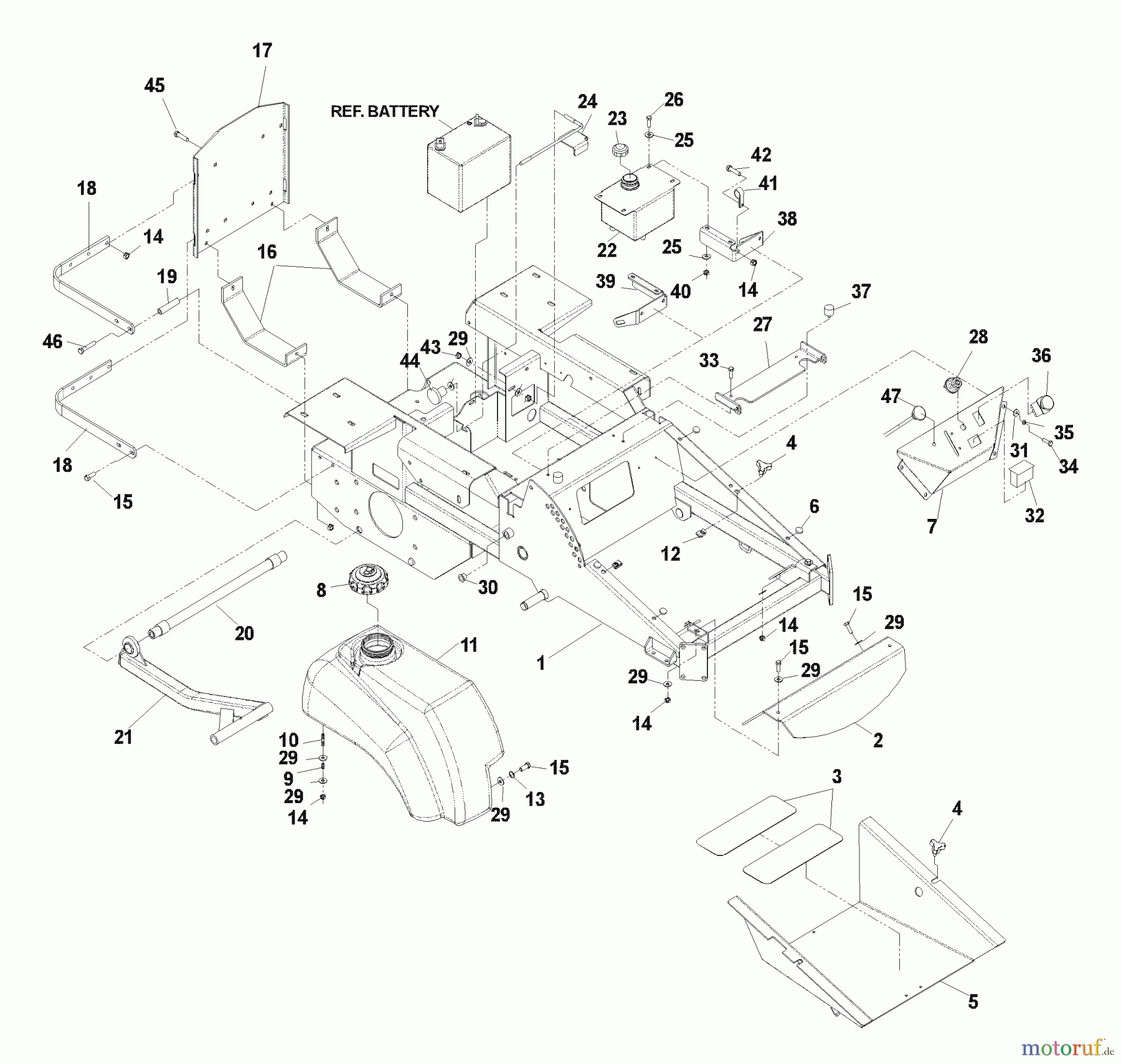 Husqvarna Nullwendekreismäher, Zero-Turn iZ 4217 SKAA (968999229) - Husqvarna Zero-Turn Mower (2004-09 & After) (SN: 033600000 & Up) Main Frame Assembly