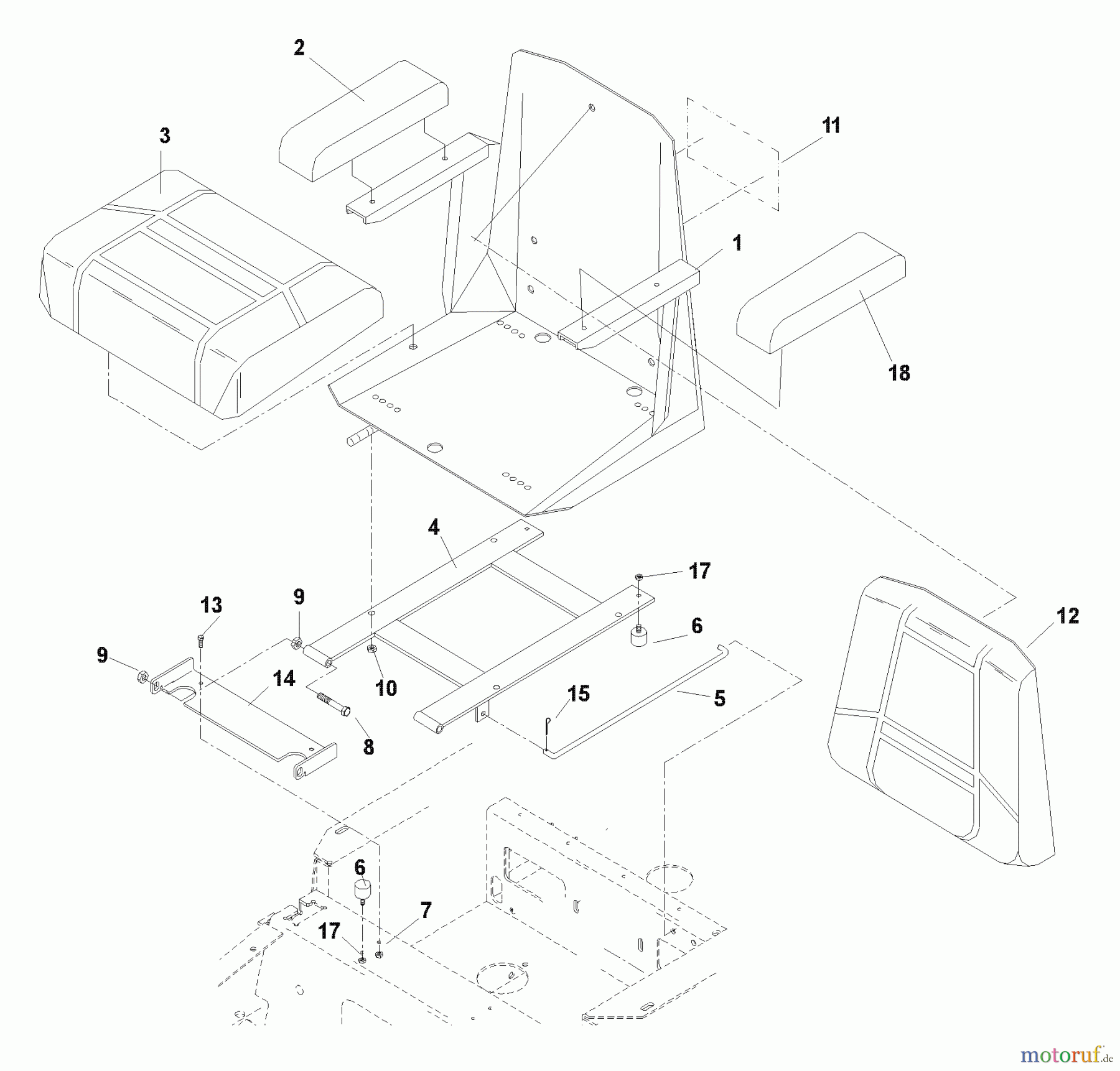 Husqvarna Nullwendekreismäher, Zero-Turn iZ 4217 SKAA (968999229) - Husqvarna Zero-Turn Mower (2004-09 & After) (SN: 033600000 & Up) Seat Assembly