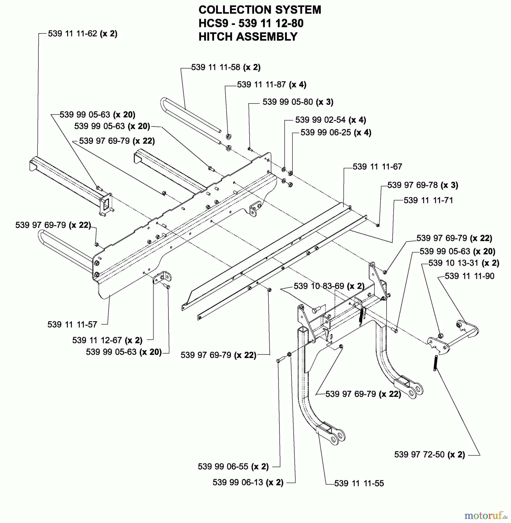 Husqvarna Nullwendekreismäher, Zero-Turn iZ 4217 TSKAA (968999254) - Husqvarna Zero-Turn Mower (2005-12 to 2006-07) Accessories HCS9 Collection System Hitch
