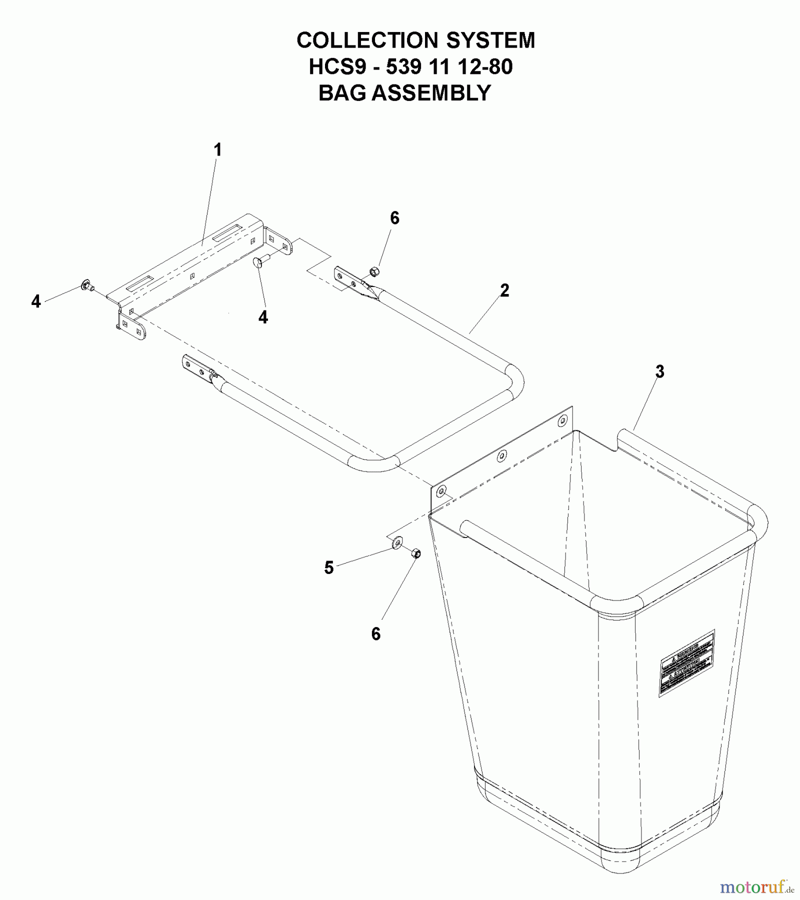 Husqvarna Nullwendekreismäher, Zero-Turn iZ 4217 TSKAA (968999254) - Husqvarna Zero-Turn Mower (2006-08 to 2007-03) Accessories (HCS9 Collection System - Bag Assembly)