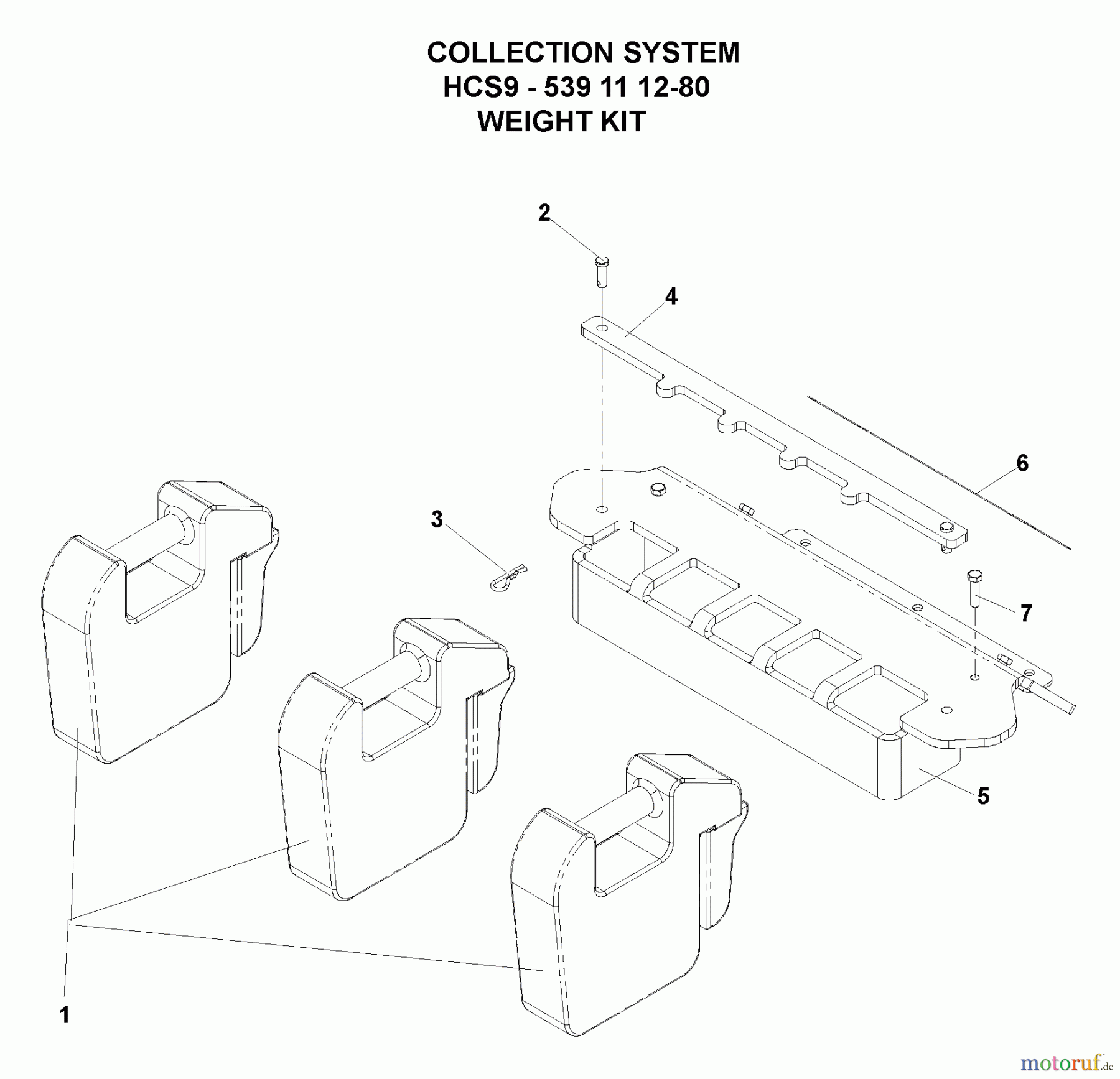 Husqvarna Nullwendekreismäher, Zero-Turn iZ 4217 TSKAA (968999254) - Husqvarna Zero-Turn Mower (2006-08 to 2007-03) Accessories (HCS9 Collection System - Weight Kit)