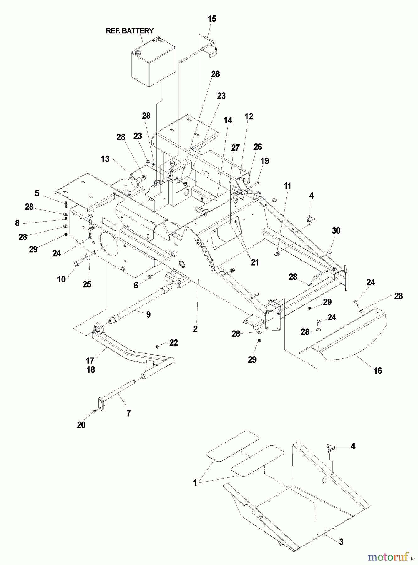 Husqvarna Nullwendekreismäher, Zero-Turn iZ 4217 TSKAA (968999254) - Husqvarna Zero-Turn Mower (2006-08 to 2007-03) Main Frame Assembly (Part 1)
