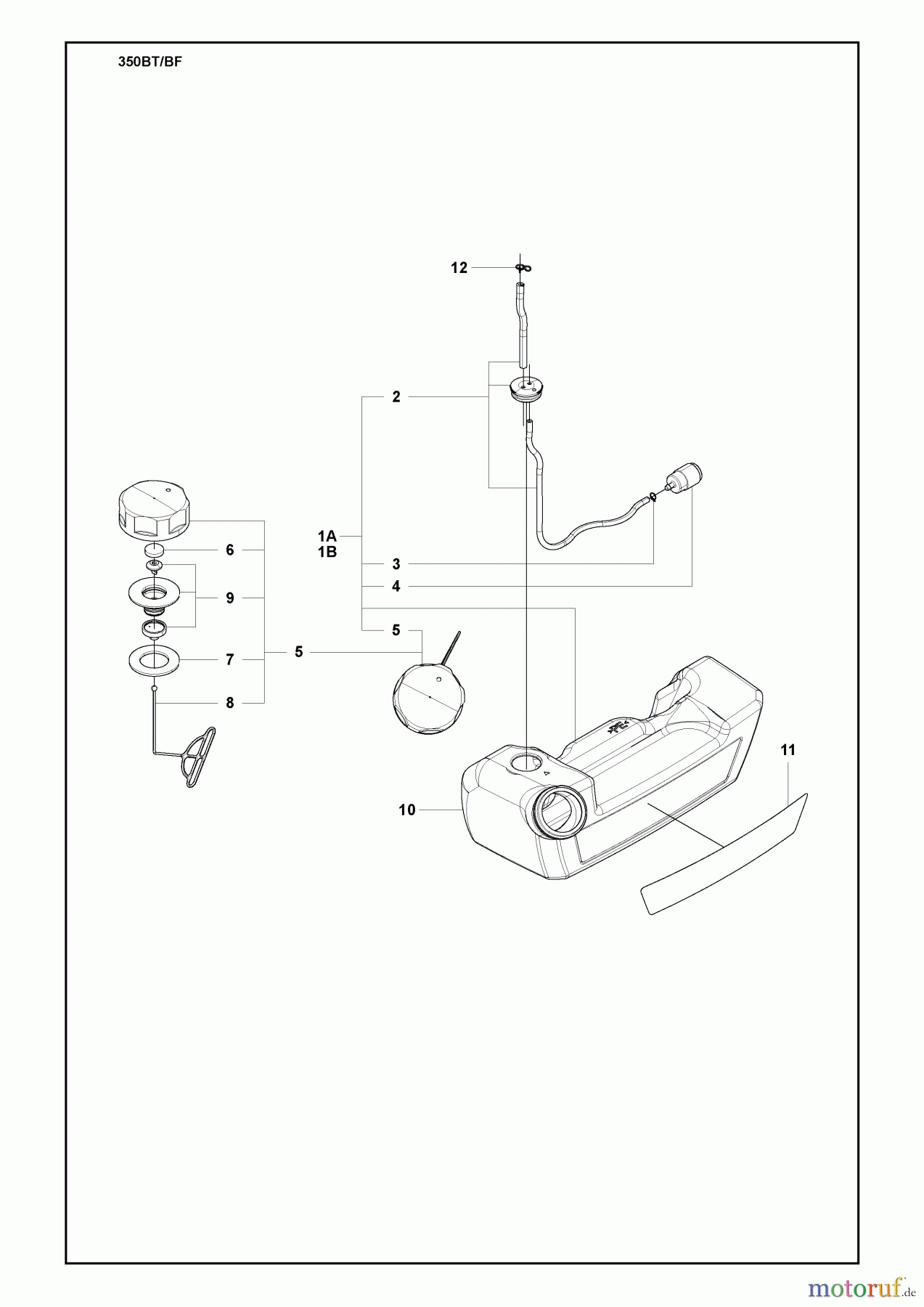 Husqvarna Bläser / Sauger / Häcksler / Mulchgeräte 350 BF - Husqvarna Backpack Blower (2009-03 & After) Fuel Tank